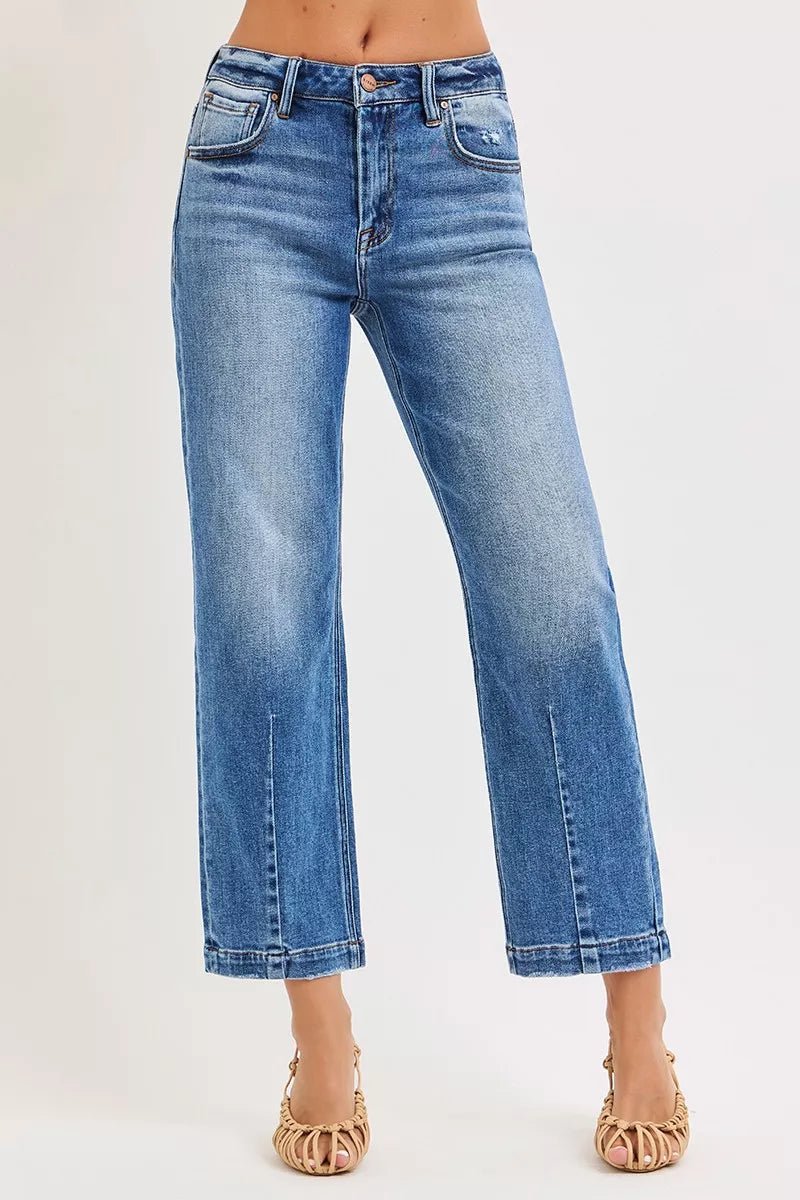 RISEN High Rise Crop Boyfriend Tapered Jeans - PBNJ FASHIONS