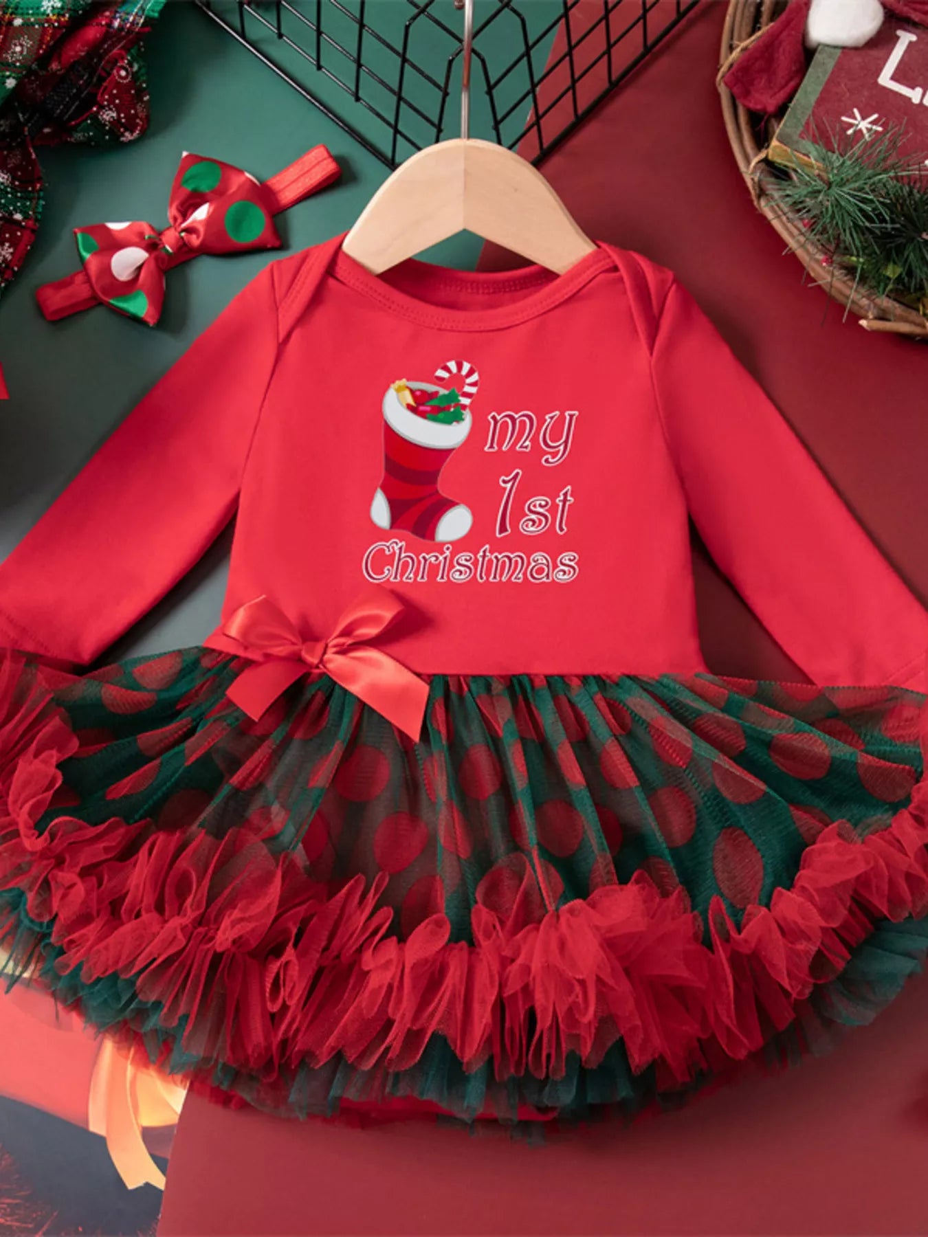 Children's Christmas Stocking Tulle Ruffle Dress - PBNJ FASHIONS