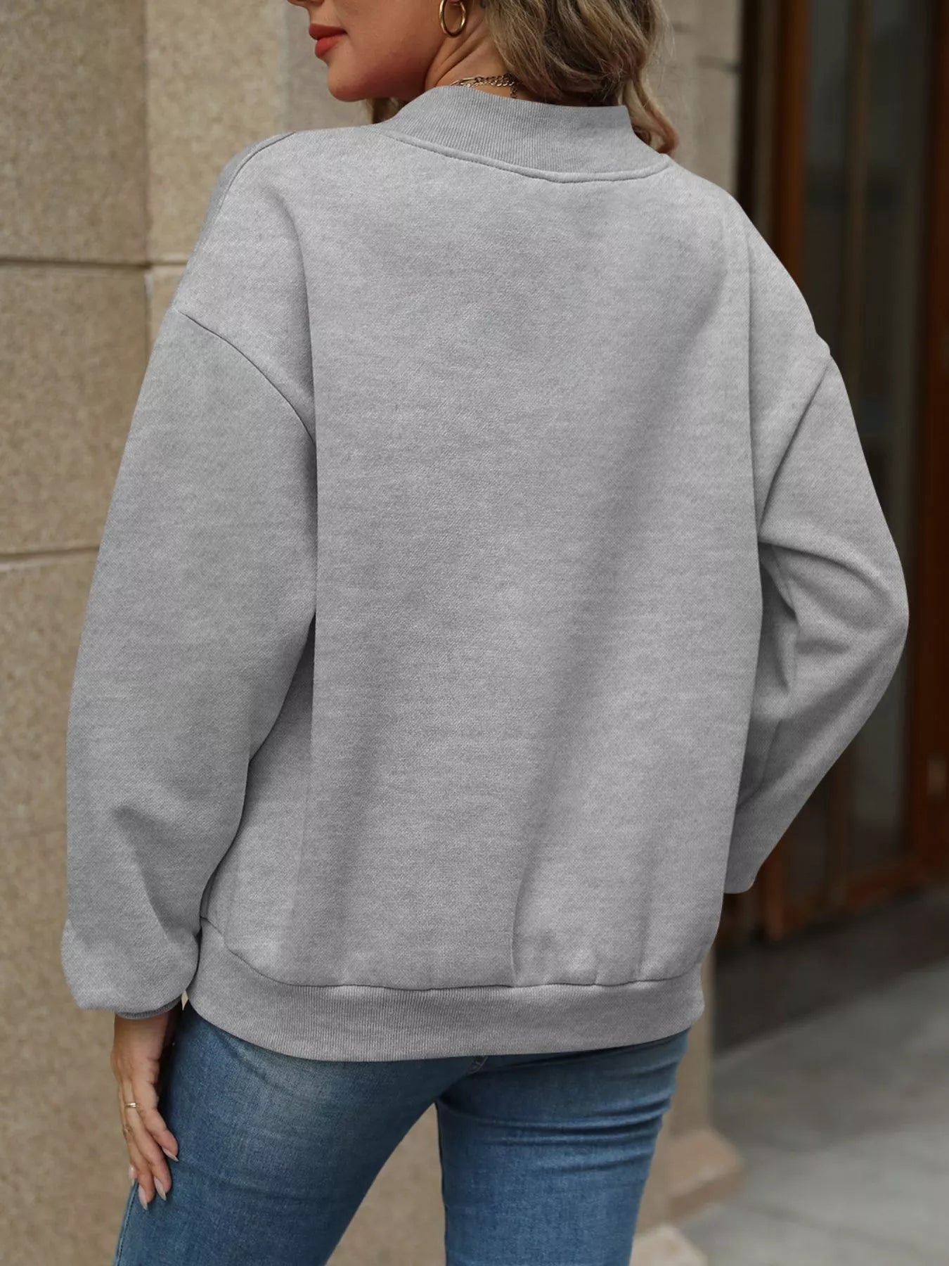 V - Neck Solid Color Casual Sweatshirt - PBNJ FASHIONS