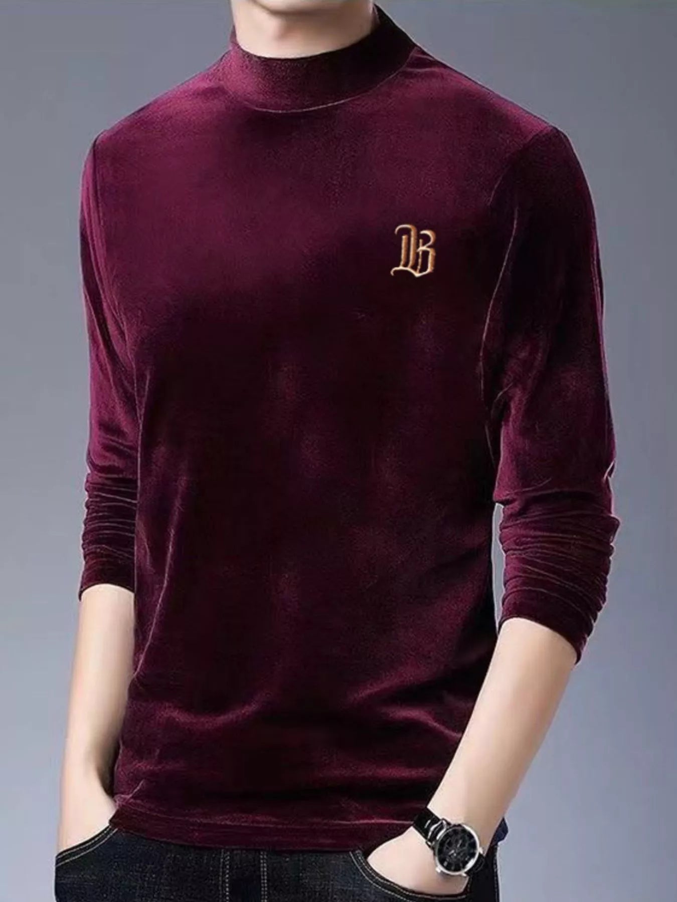 Men's Plus Size Mock Neck Long Sleeve Top - PBNJ FASHIONS