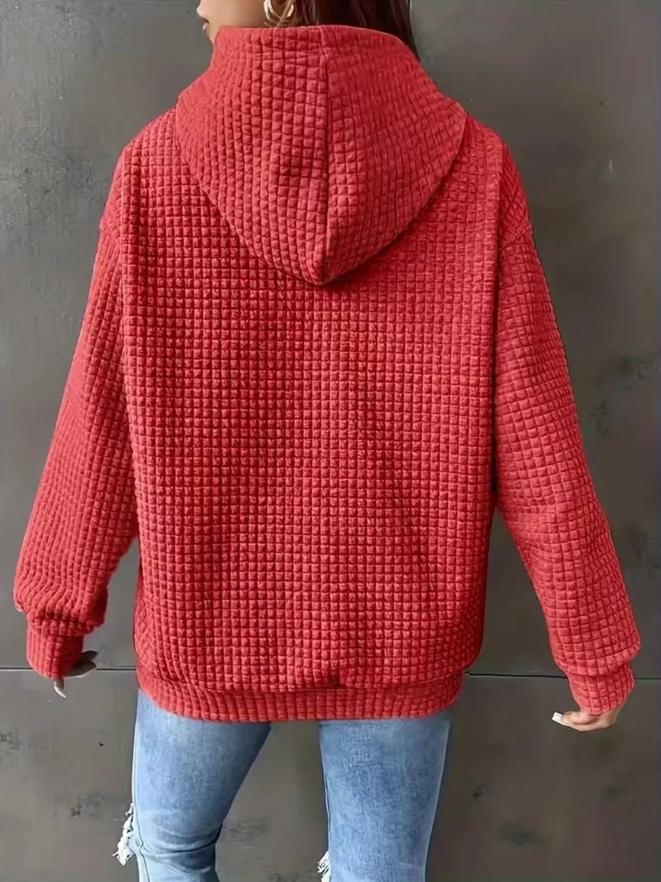 Textured Knit Drawstring Hoodie - PBNJ FASHIONS