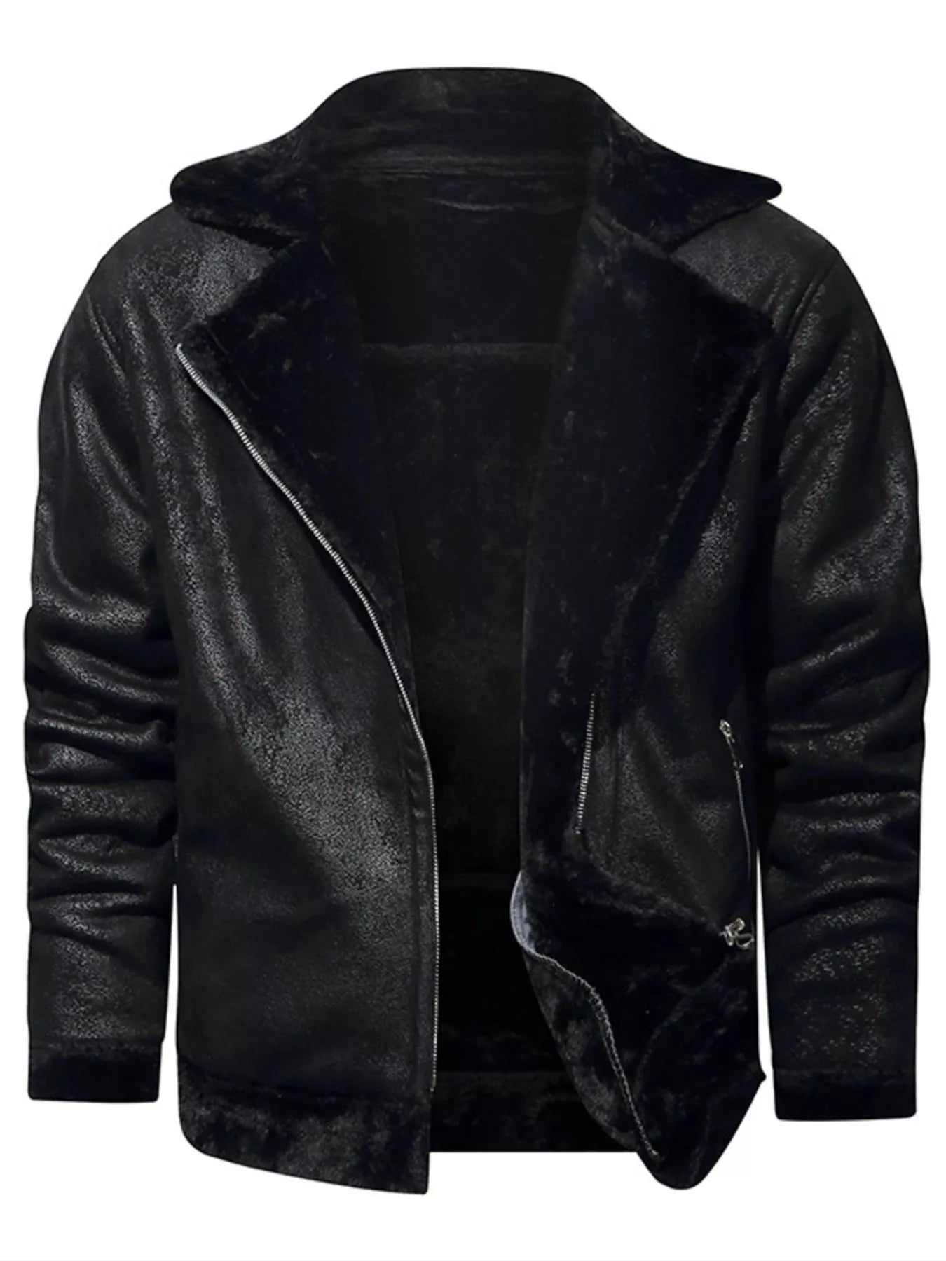 Men's Plus Size Zip Up Fuzzy Outerwear - PBNJ FASHIONS