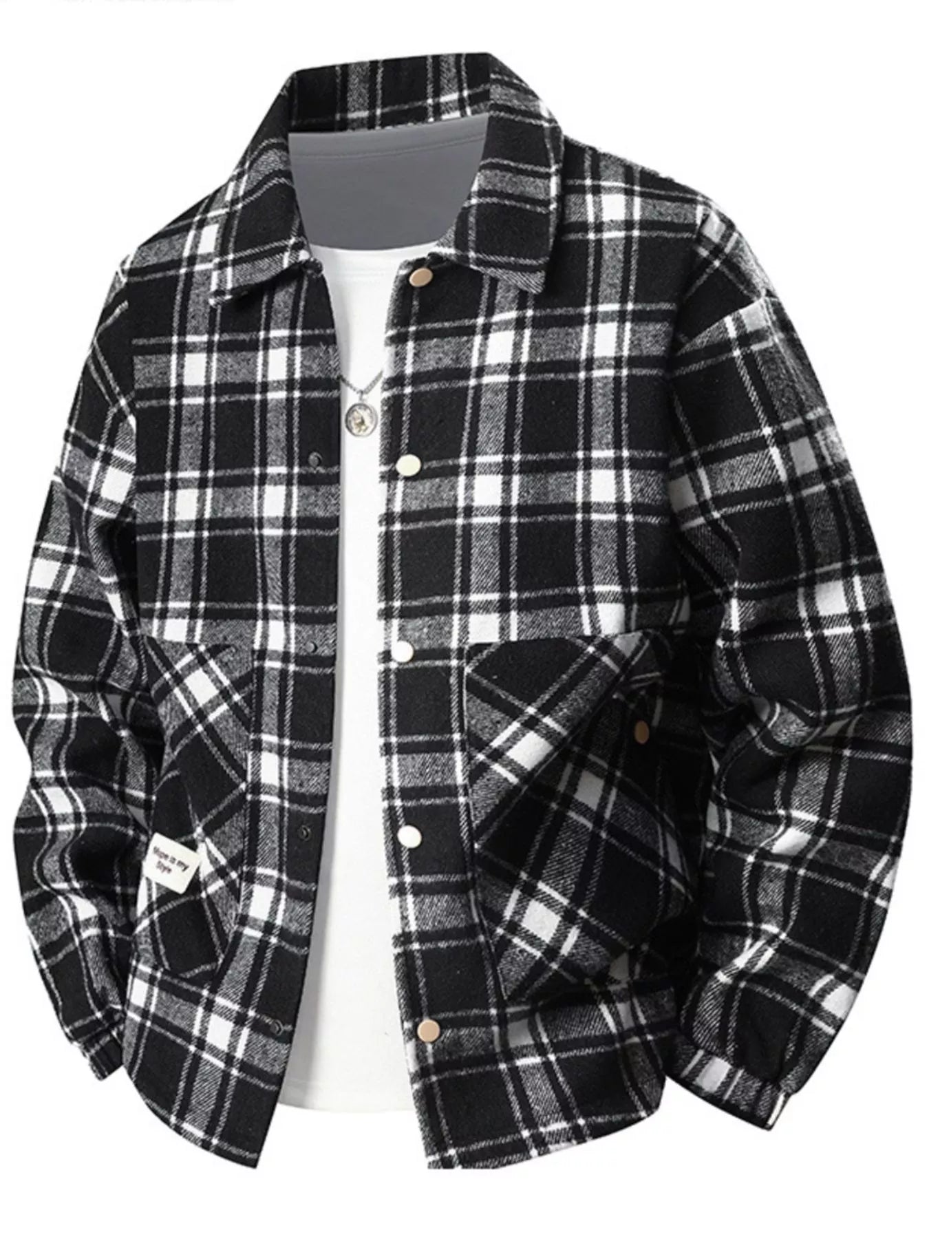 Men's Plus Size Plaid Button - Up Casual Shacket - PBNJ FASHIONS
