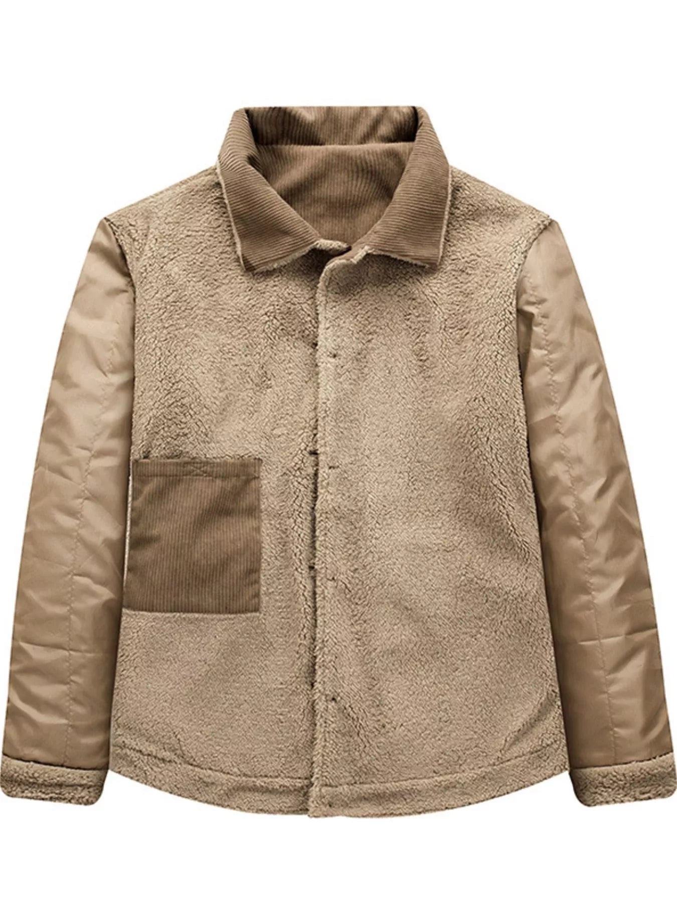 Men's Corduroy Sherpa Lined Button - Up Jacket - PBNJ FASHIONS