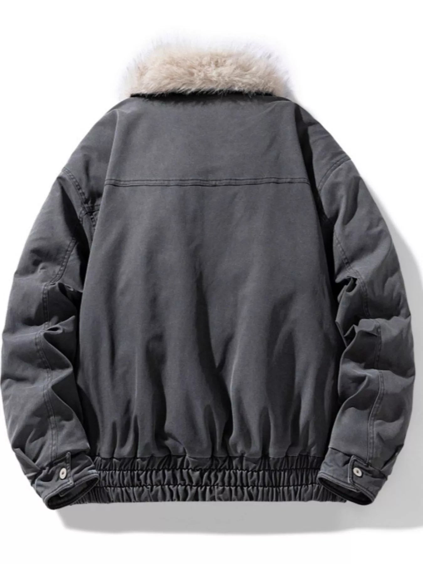 Men's Full Size Fur Collar Zip Up Bomber Jacket Plus Size - PBNJ FASHIONS