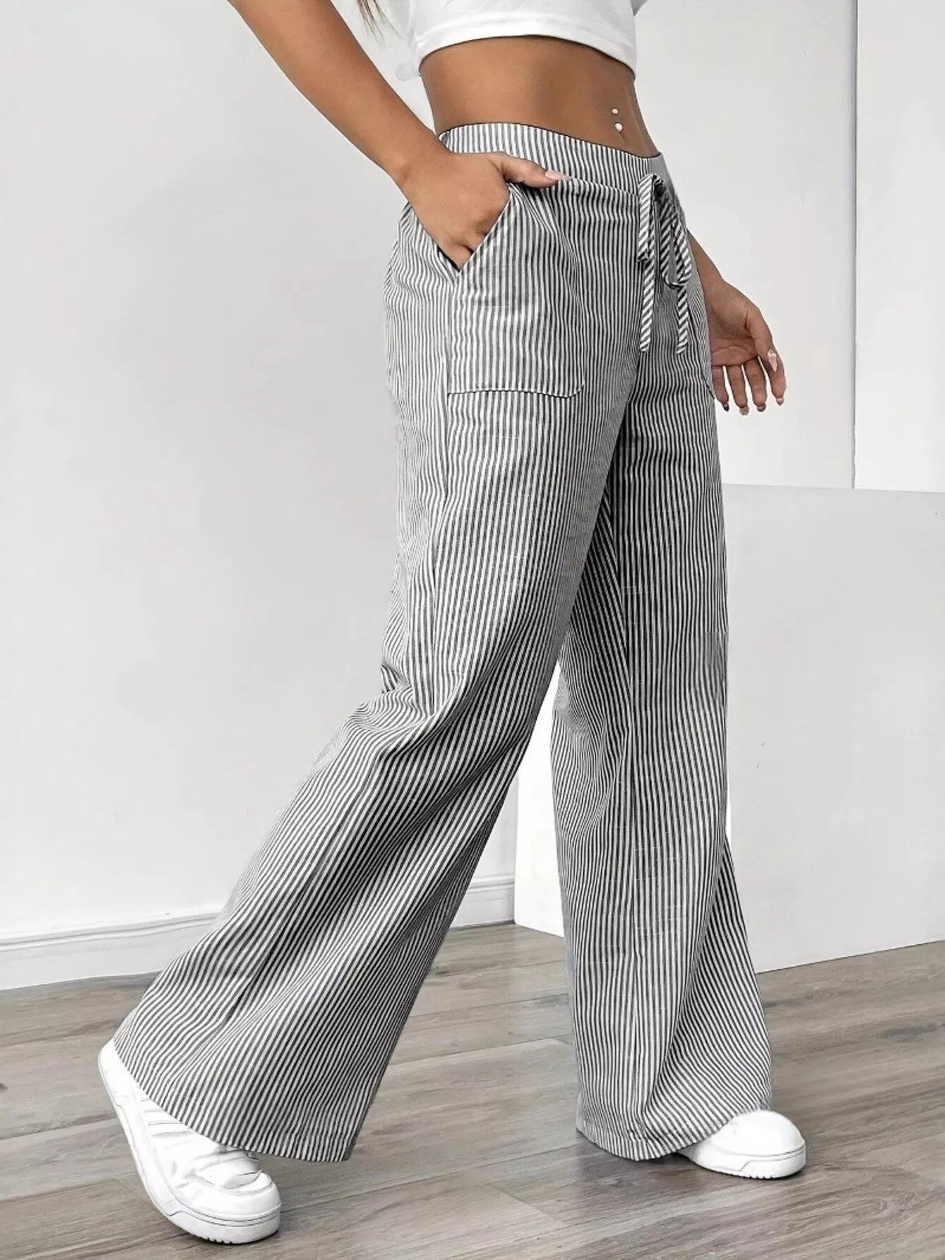 Striped Wide Leg Pants - PBNJ FASHIONS