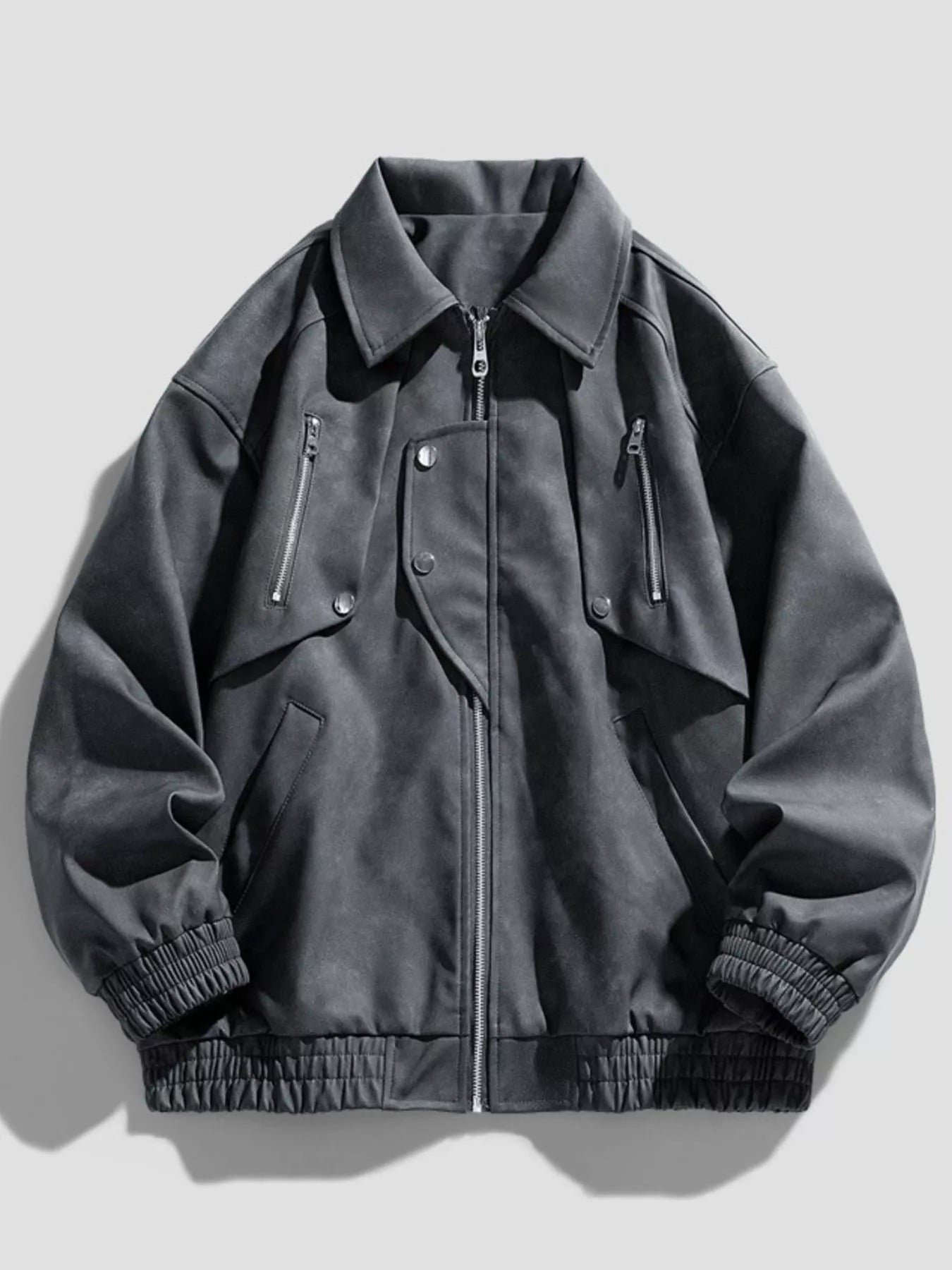 Men's Plus Size Zip - Up Collared Neck Jacket - PBNJ FASHIONS