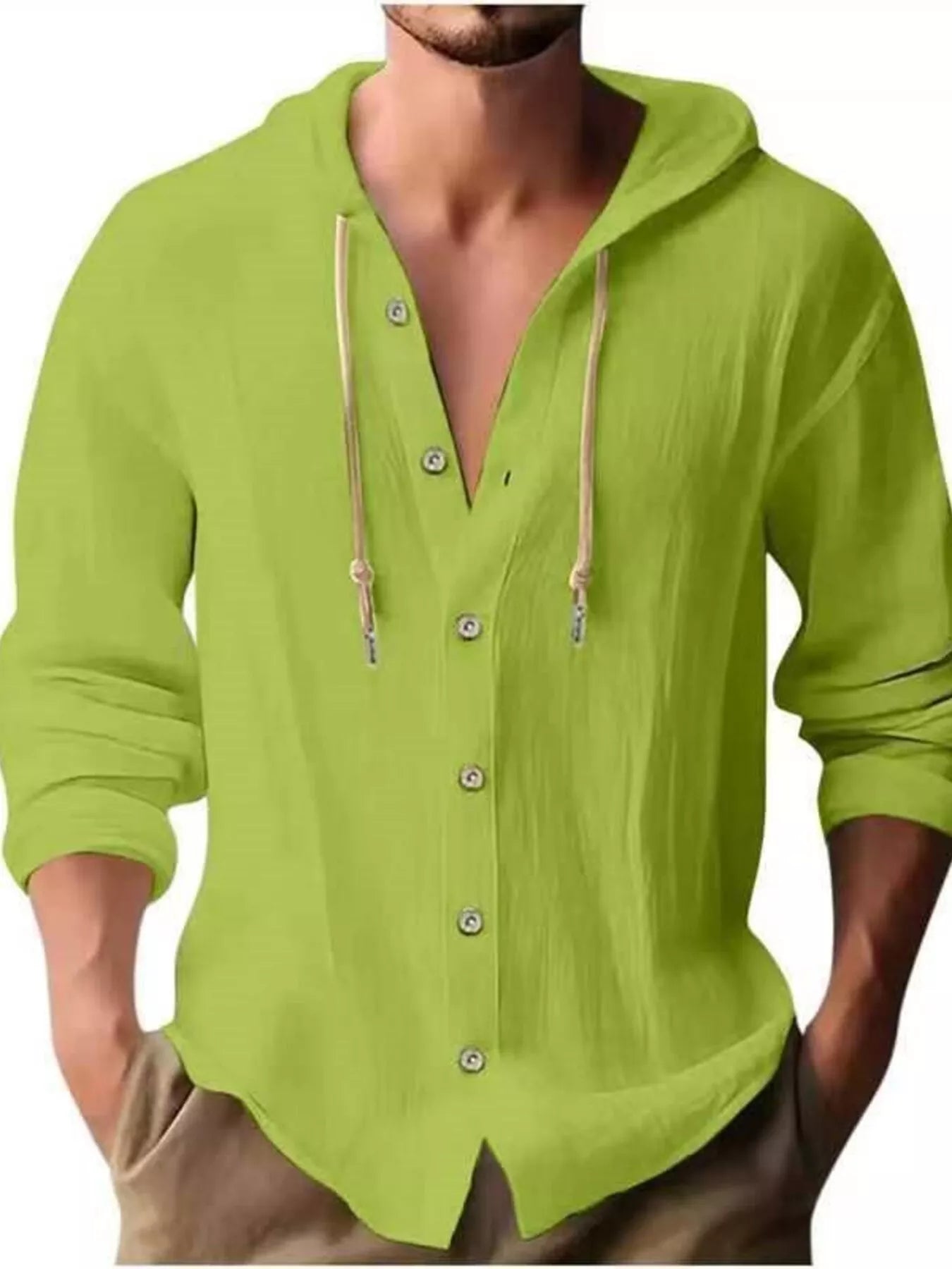 Men's Full Size Casual Button - Down Hooded Top Plus Size - PBNJ FASHIONS