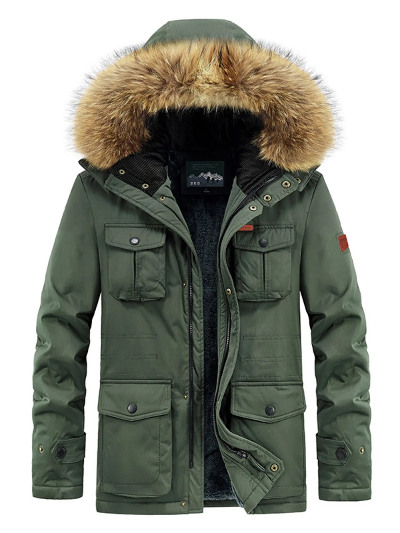 Men's Plus Size Fur Hooded Warm Winter Coat - PBNJ FASHIONS