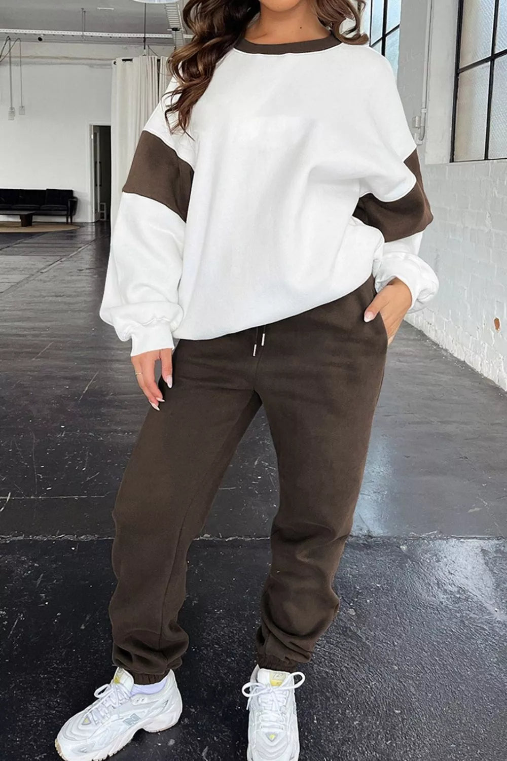 Drop Shoulder Loose Sweatshirt and Joggers Active Set - PBNJ FASHIONS