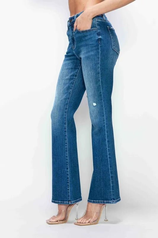 bytos Full Size High Rise Bootcut Jeans with Pockets - PBNJ FASHIONS