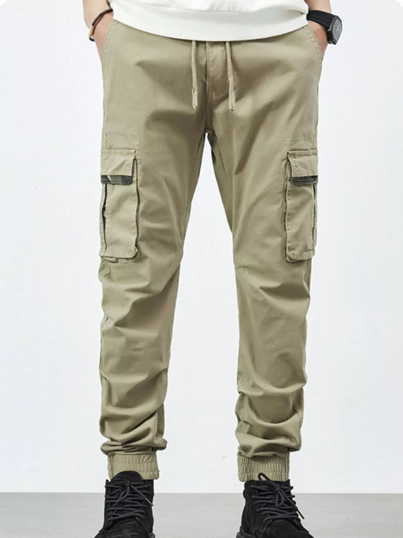 Men's Casual Cargo Pants with Drawstring - PBNJ FASHIONS