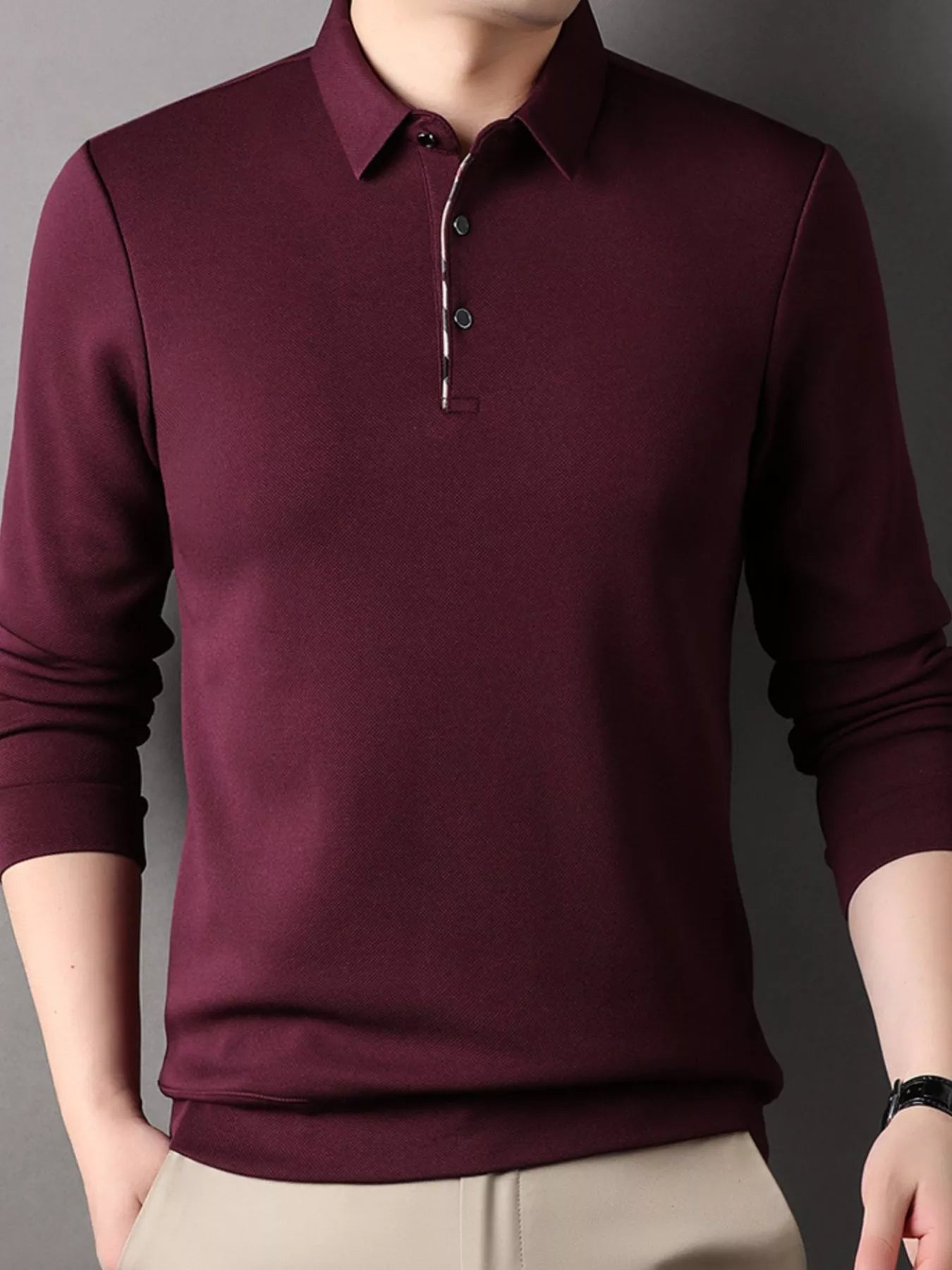 Men's Plus Size Long Sleeve Classic Fit Polo - PBNJ FASHIONS