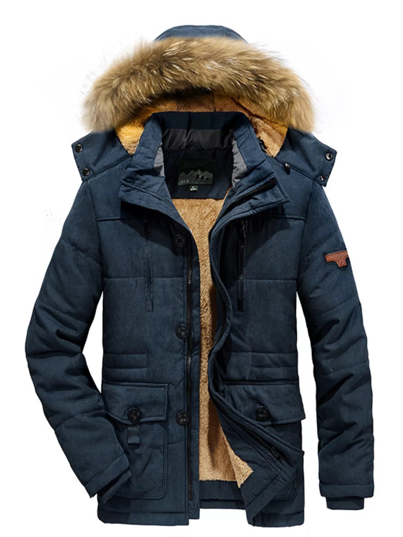 Men's Plus Size Fuzzy Hooded Zip Up Parka Coat - PBNJ FASHIONS