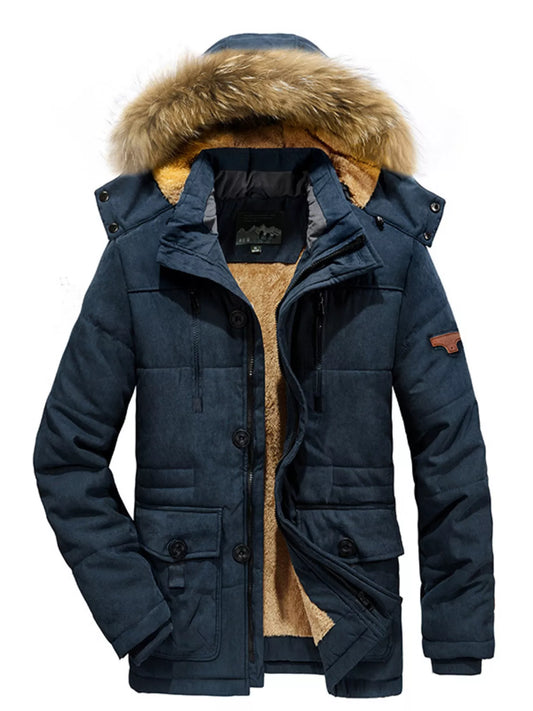 Men's Plus Size Fuzzy Hooded Zip Up Parka Coat - PBNJ FASHIONS