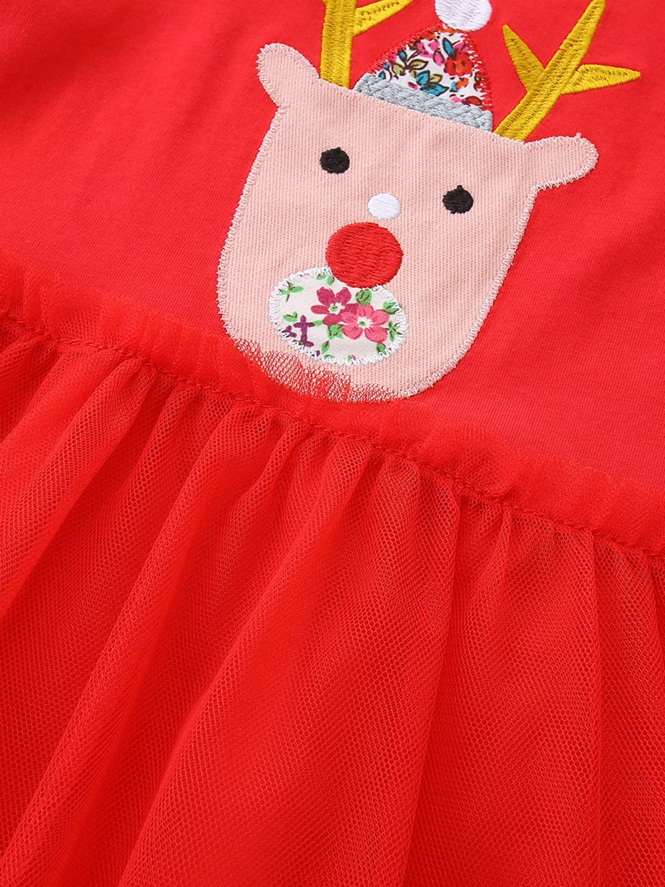 Children's Reindeer Applique Tulle Dress - PBNJ FASHIONS