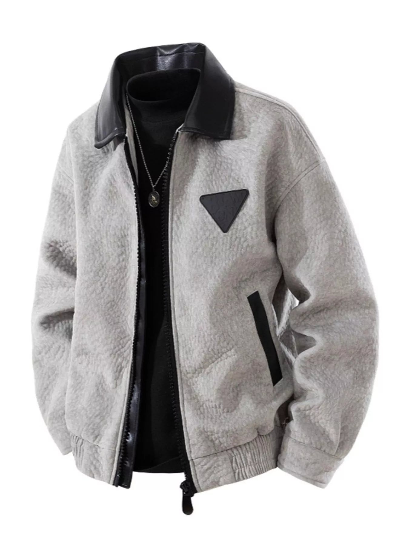 Men's Plus Size Leather Trimmed Zip Up Jacket - PBNJ FASHIONS
