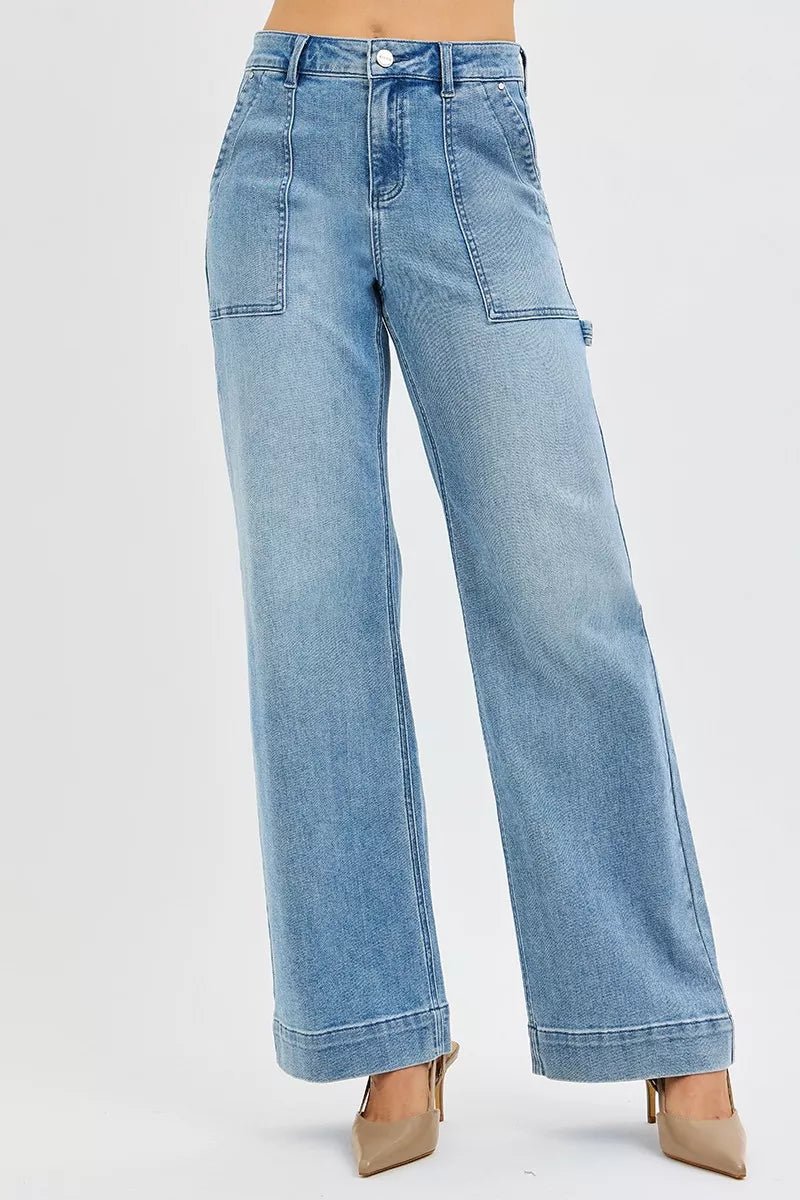RISEN Full Size High Rise Straight Leg Jeans with Front Pockets Plus Size - PBNJ FASHIONS