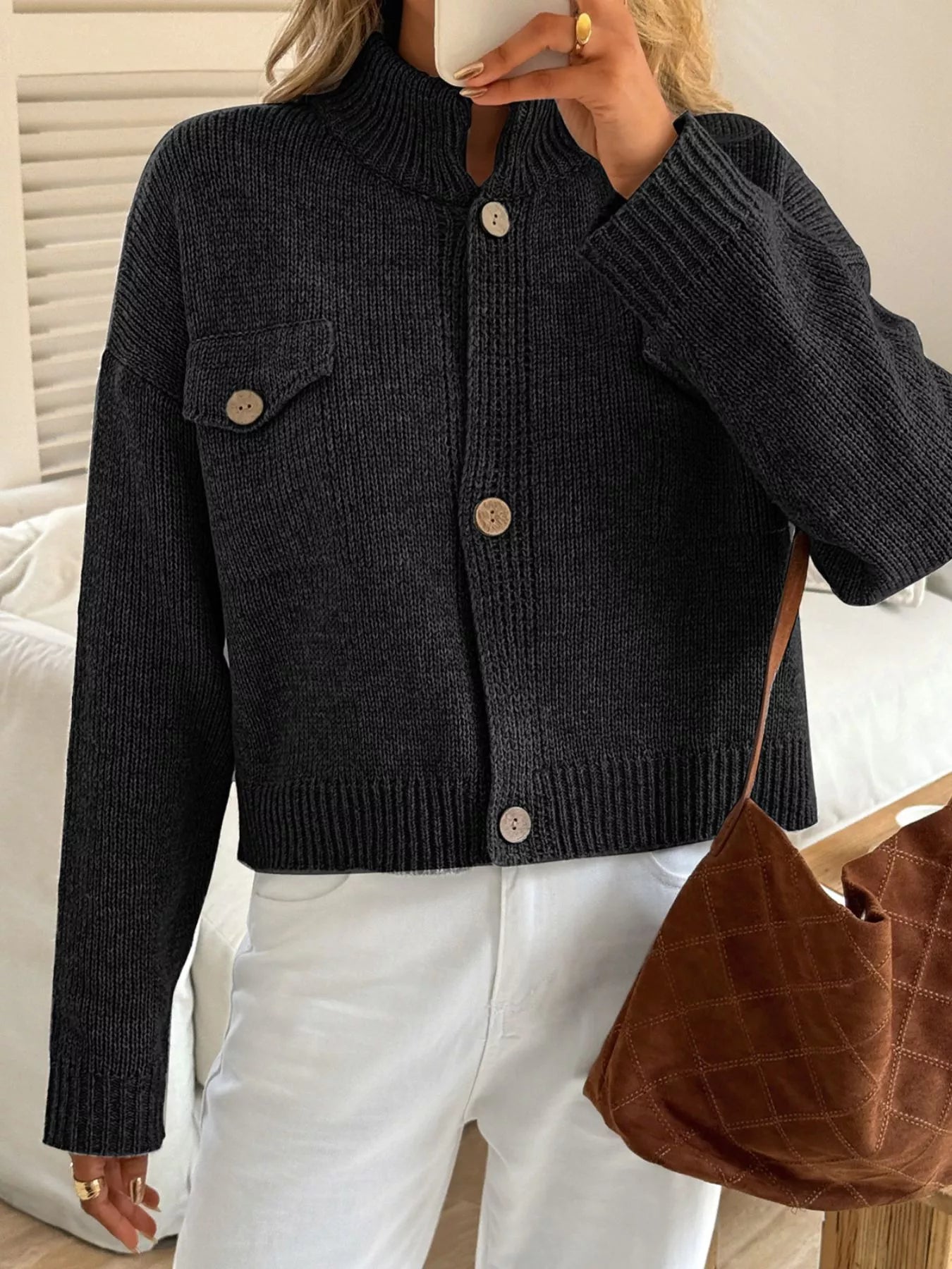 Button - Down Knit Cardigan - PBNJ FASHIONS