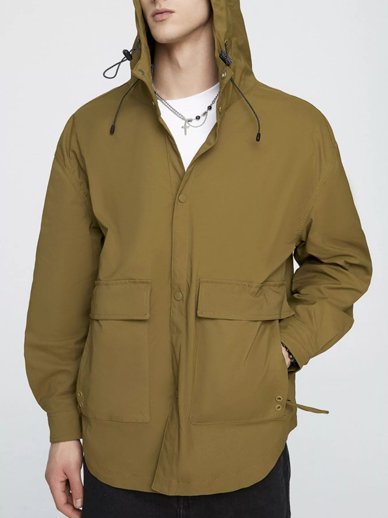 Men's Plus Size Urban Style Hooded Snap Down Jacket - PBNJ FASHIONS