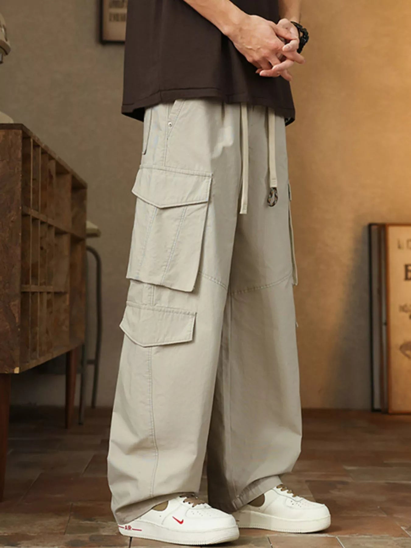 Men's Plus Size Loose Fit Cargo Pants with Drawstring - PBNJ FASHIONS
