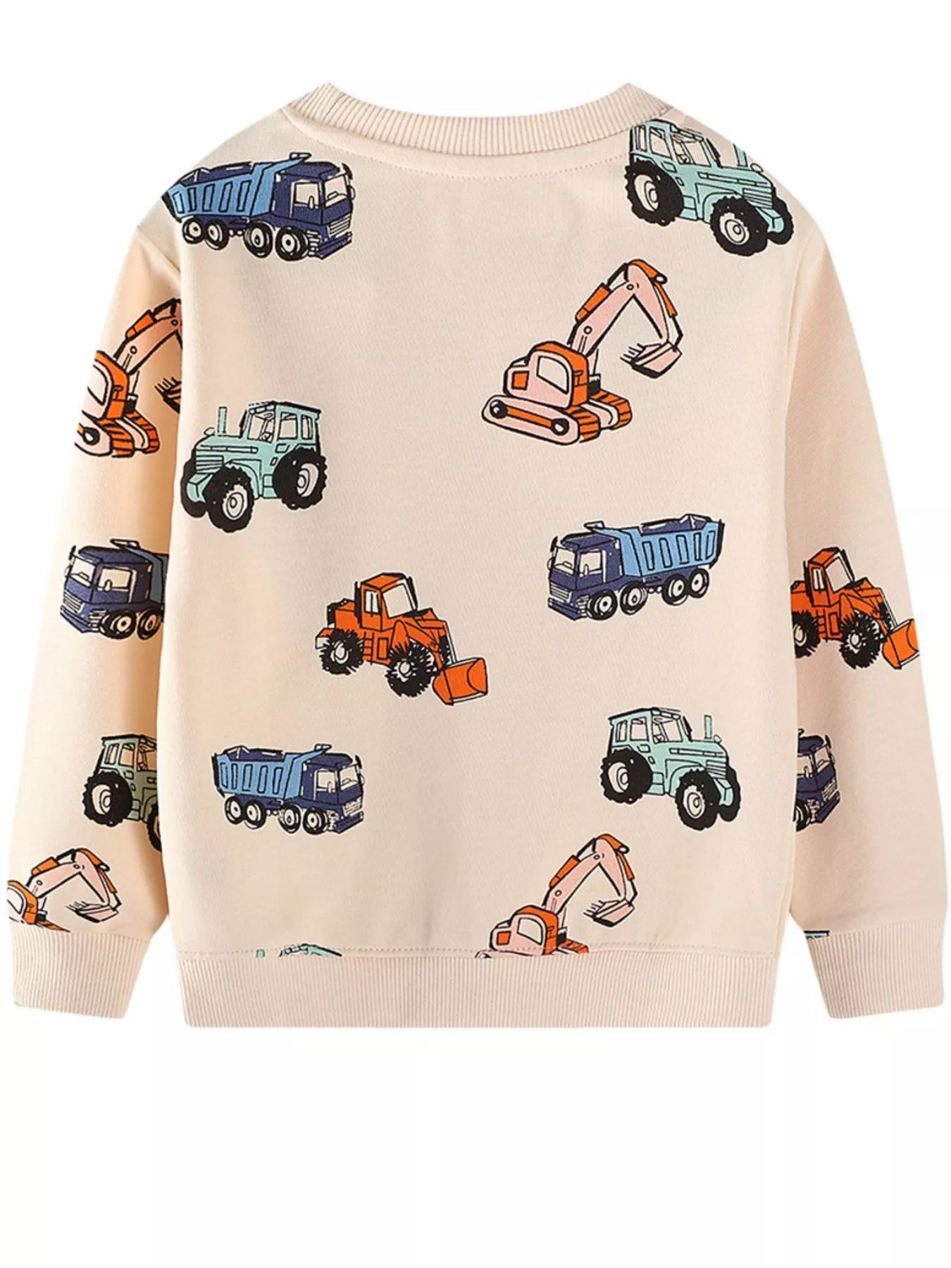 Children's Cartoon Vehicle Print Crew Neck Sweatshirt - PBNJ FASHIONS