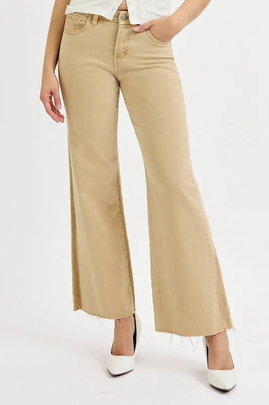 RISEN Full Size Raw Hem Wide Leg Jeans Plus Size - PBNJ FASHIONS