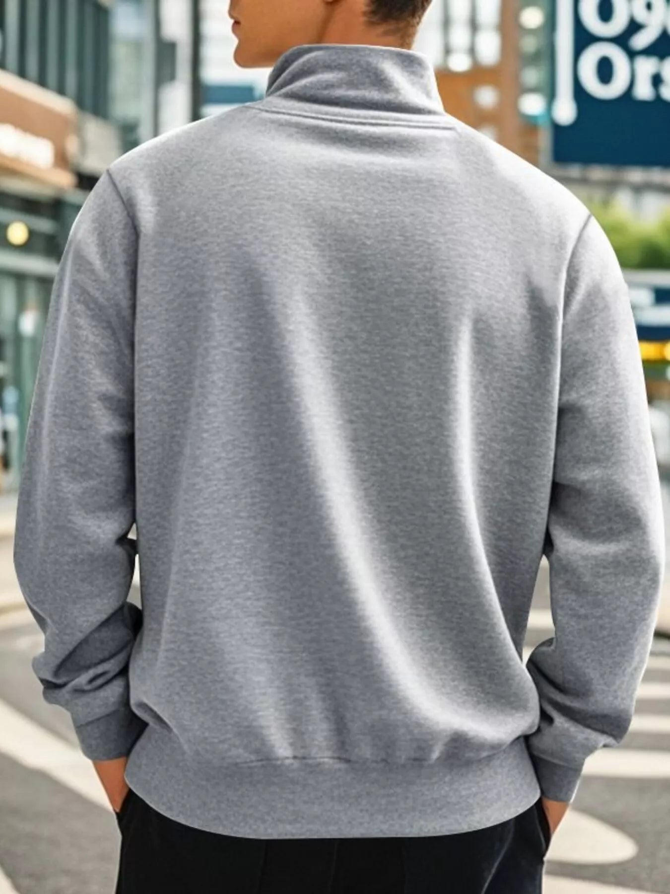 Men's Full Size Solid Color Quarter Zip Sweatshirt Plus Size - PBNJ FASHIONS
