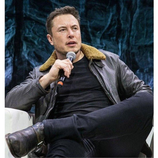 Elon Musk Shearling Leather Jacket For Winter Dark Brown - PBNJ FASHIONS