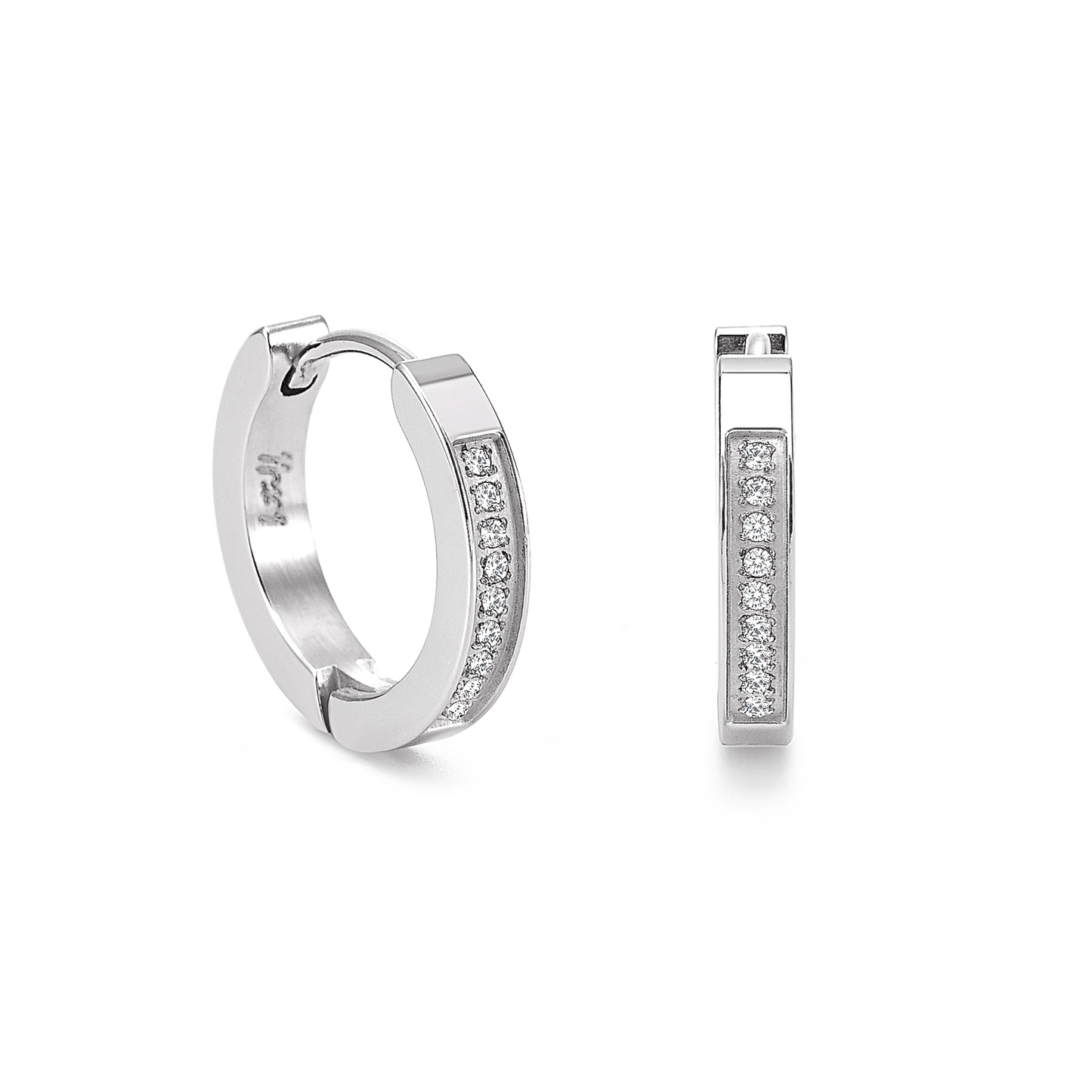 ER305W B.Tiff Pavé 18 - Stone Hoop Earrings - PBNJ FASHIONS