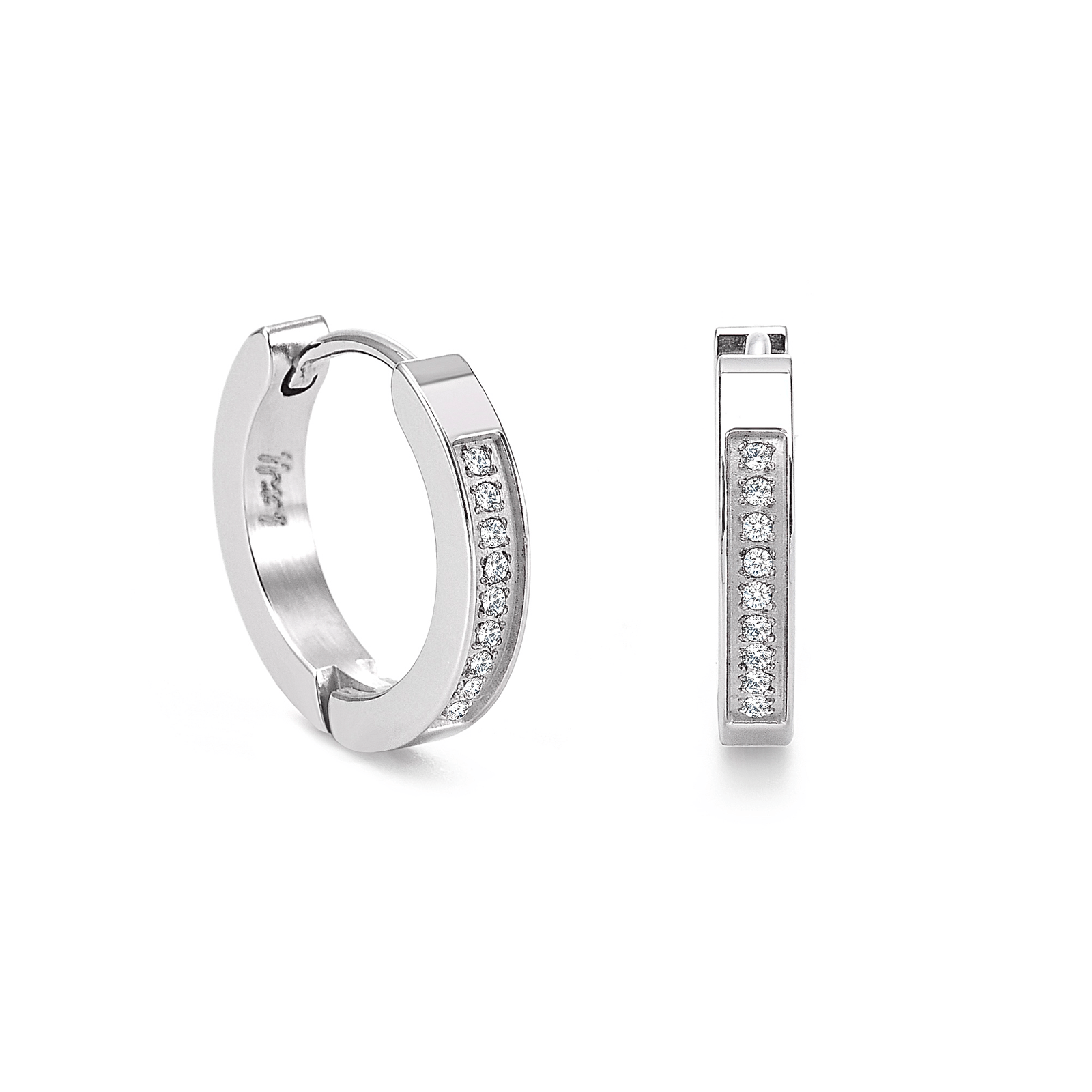 ER305W B.Tiff Pavé 18 - Stone Hoop Earrings - PBNJ FASHIONS