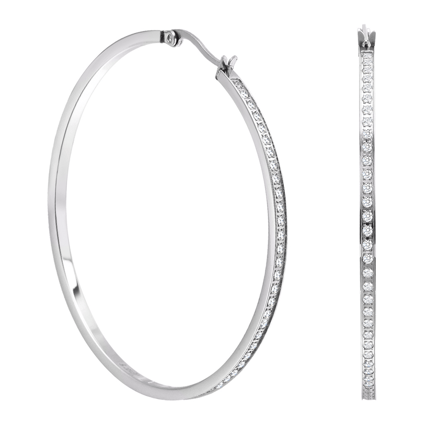 ER322W B.Tiff Pavé 146 - Stone Big Hoop Earrings - PBNJ FASHIONS