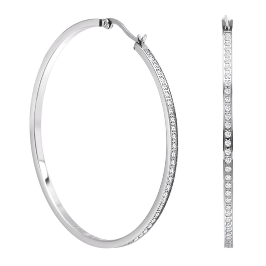 ER322W B.Tiff Pavé 146 - Stone Big Hoop Earrings - PBNJ FASHIONS