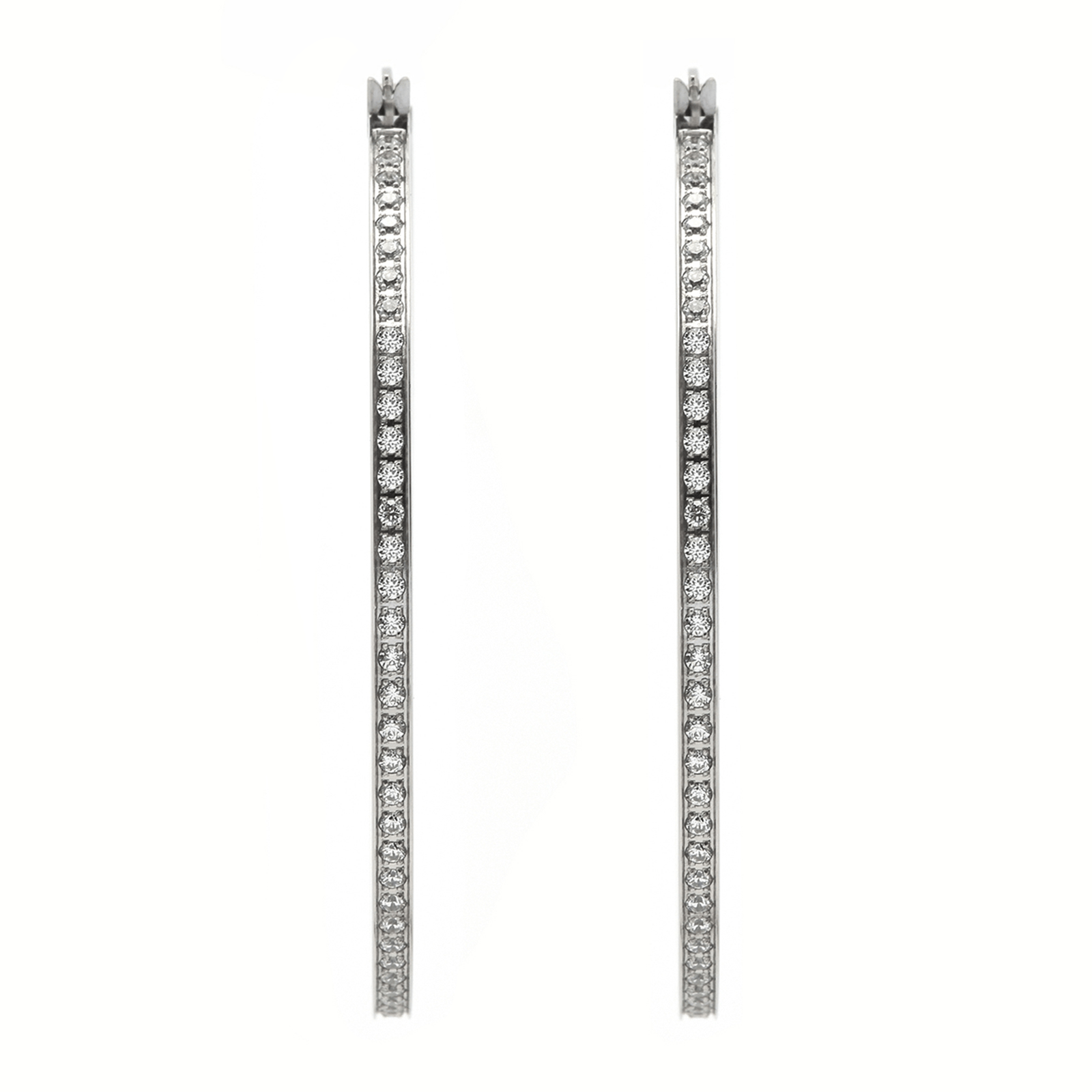 ER322W B.Tiff Pavé 146 - Stone Big Hoop Earrings - PBNJ FASHIONS