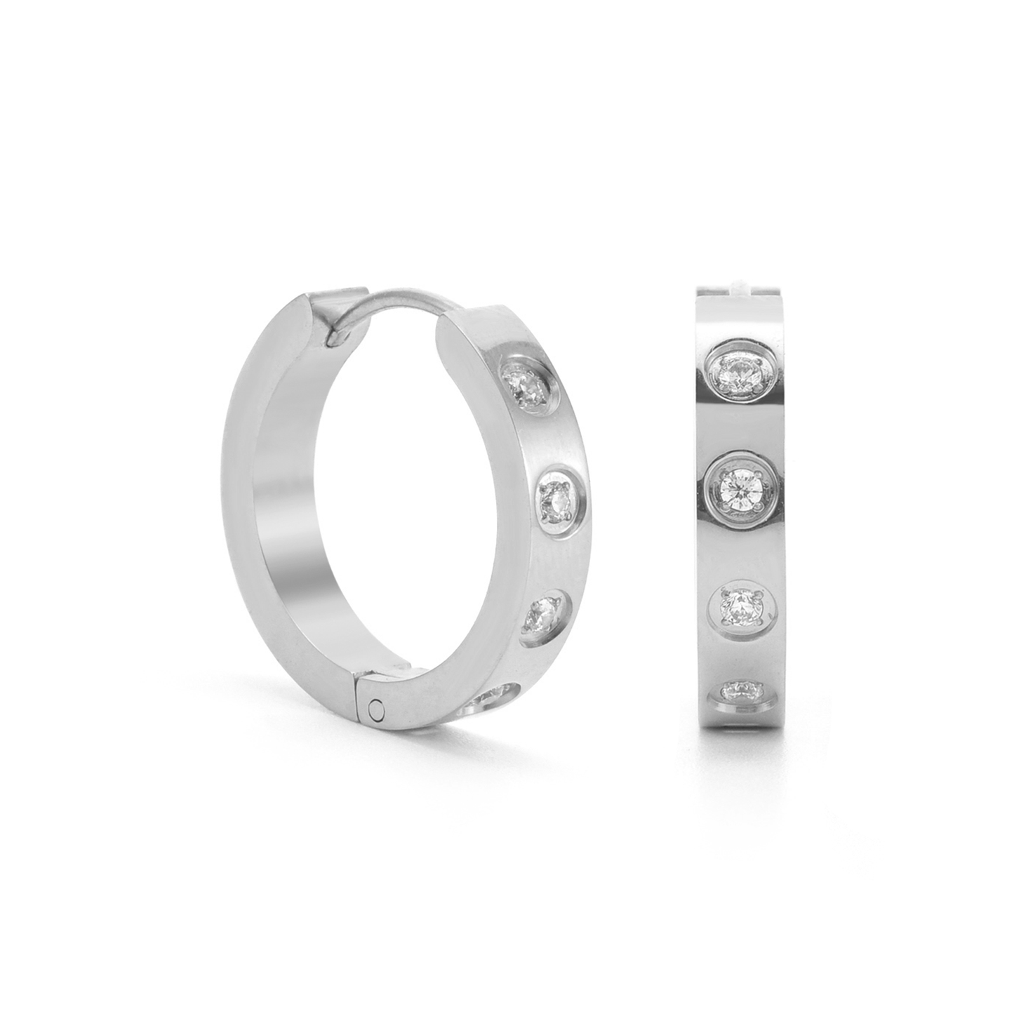 ER408W B.Tiff Pavé 16 - Stone Hoop Earrings - PBNJ FASHIONS