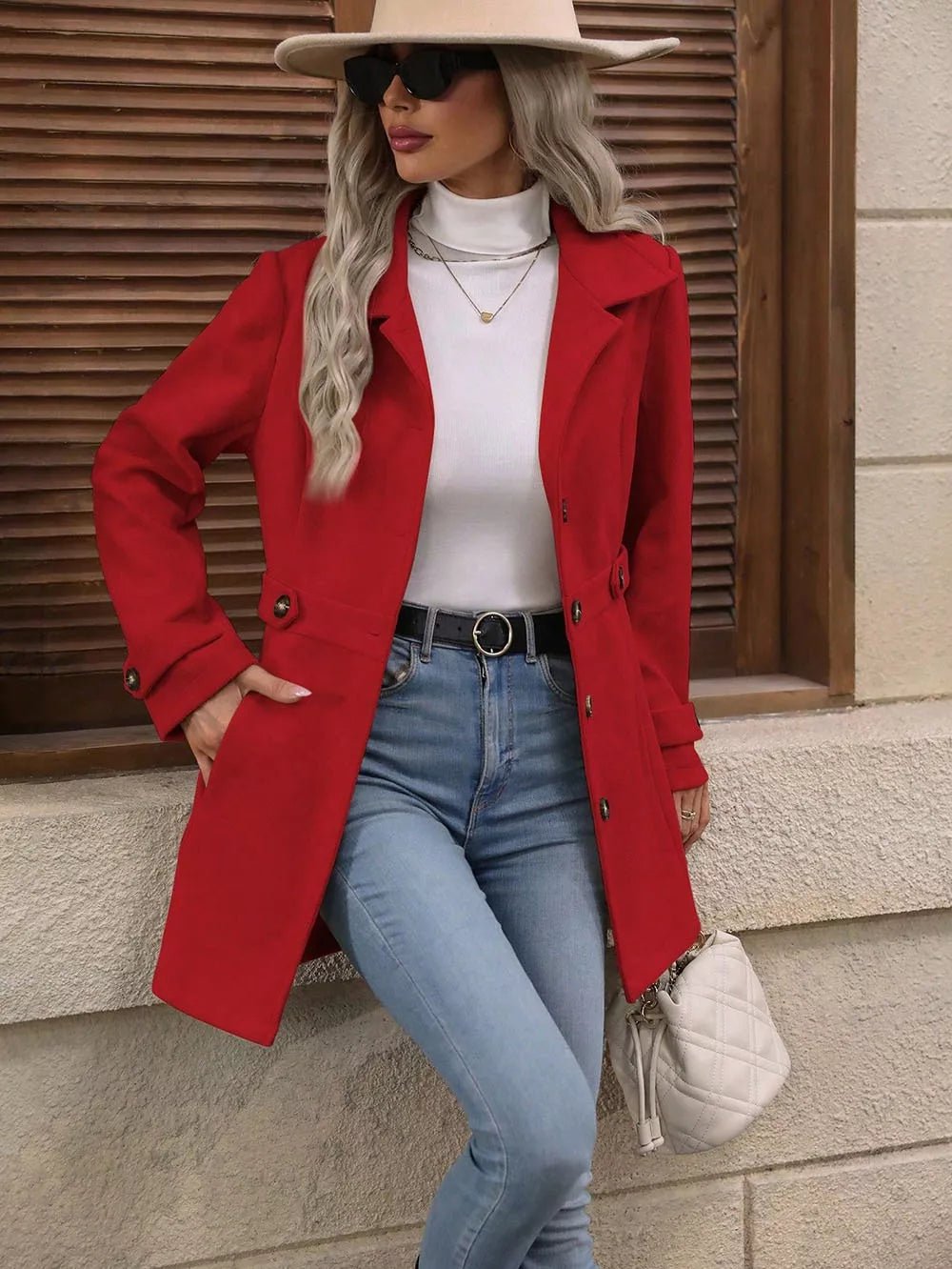 Collared Neck Button Up Coat - PBNJ FASHIONS