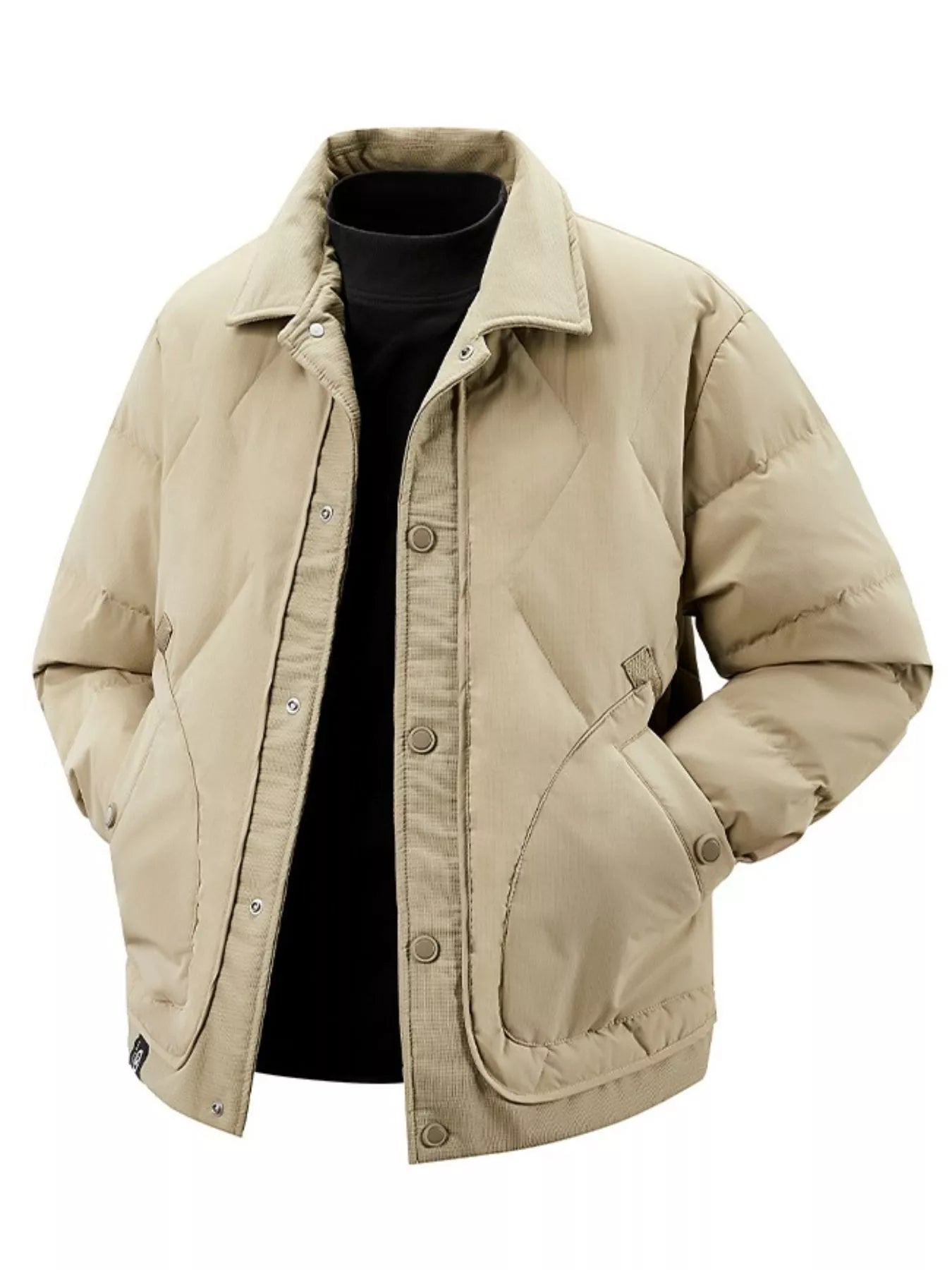Men's Plus Size Quilted Snap - Down Padded Coat - PBNJ FASHIONS