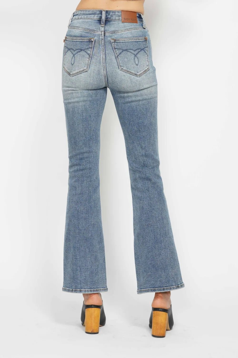 Judy Blue Full Size Tummy Control Back Embroidered Pocketed Bootcut Jeans Plus Size - PBNJ FASHIONS