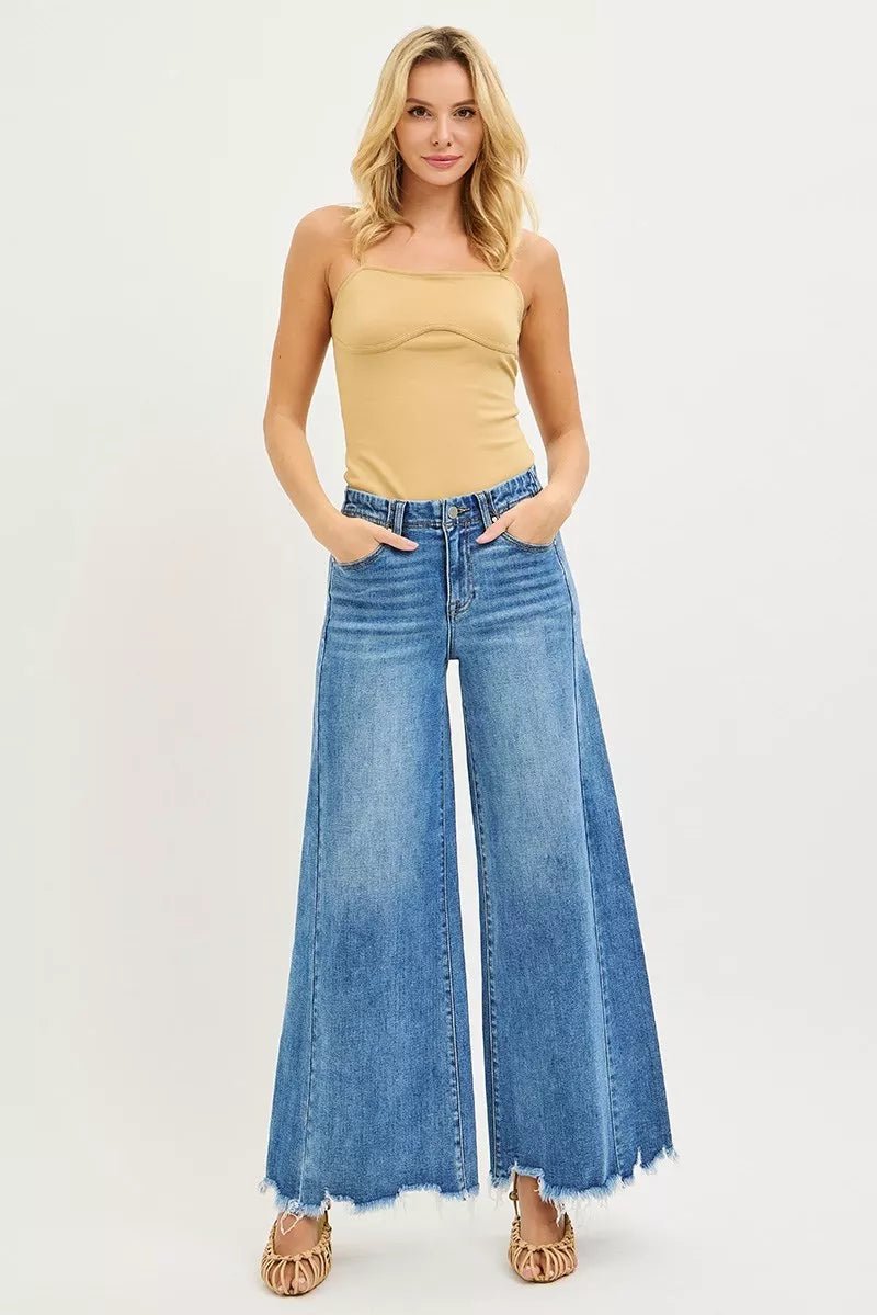 RISEN High Rise Ankle Wide Jeans - PBNJ FASHIONS