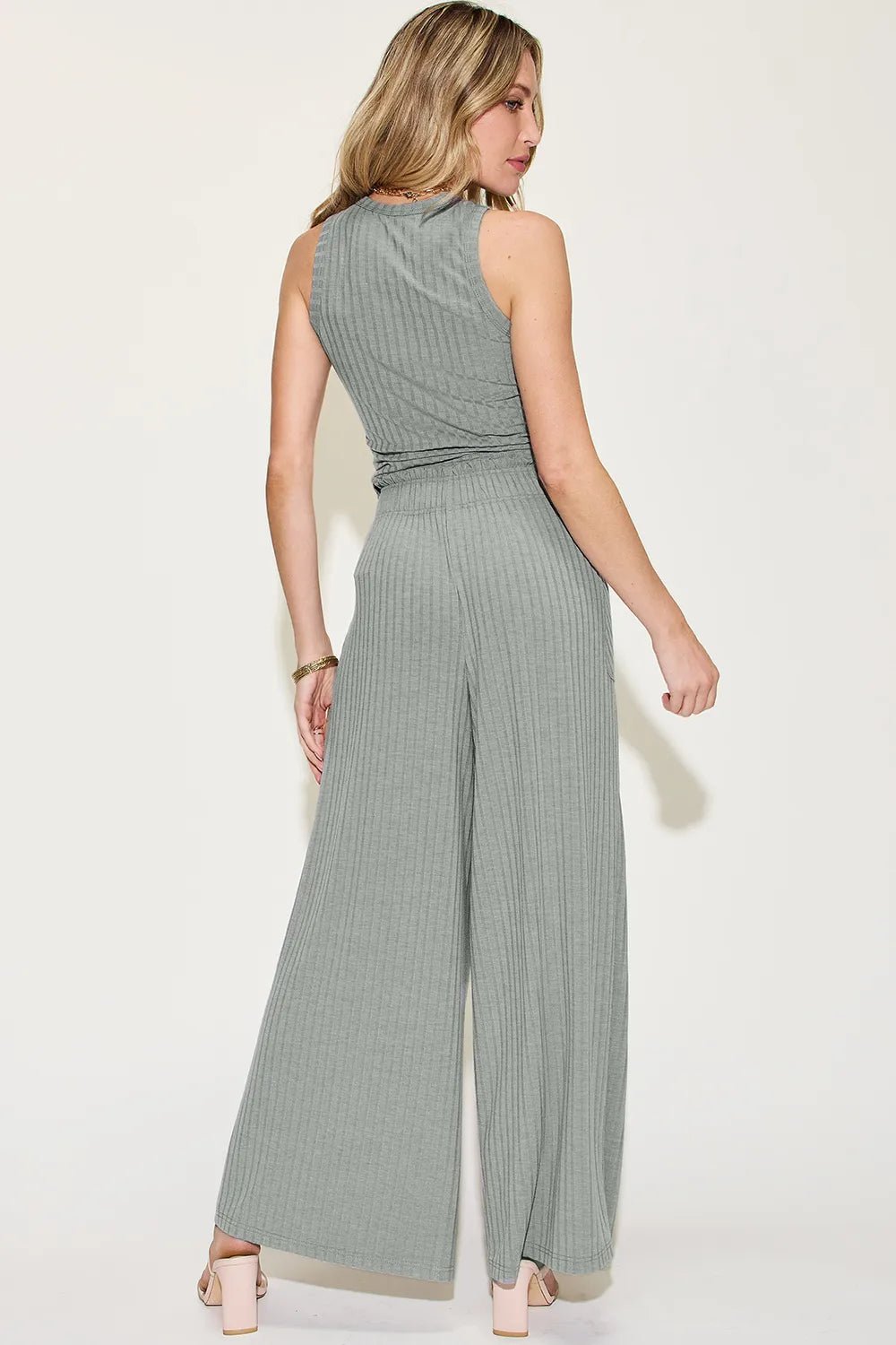 Basic Bae Full Size Ribbed Tank and Wide Leg Pants Set - PBNJ FASHIONS