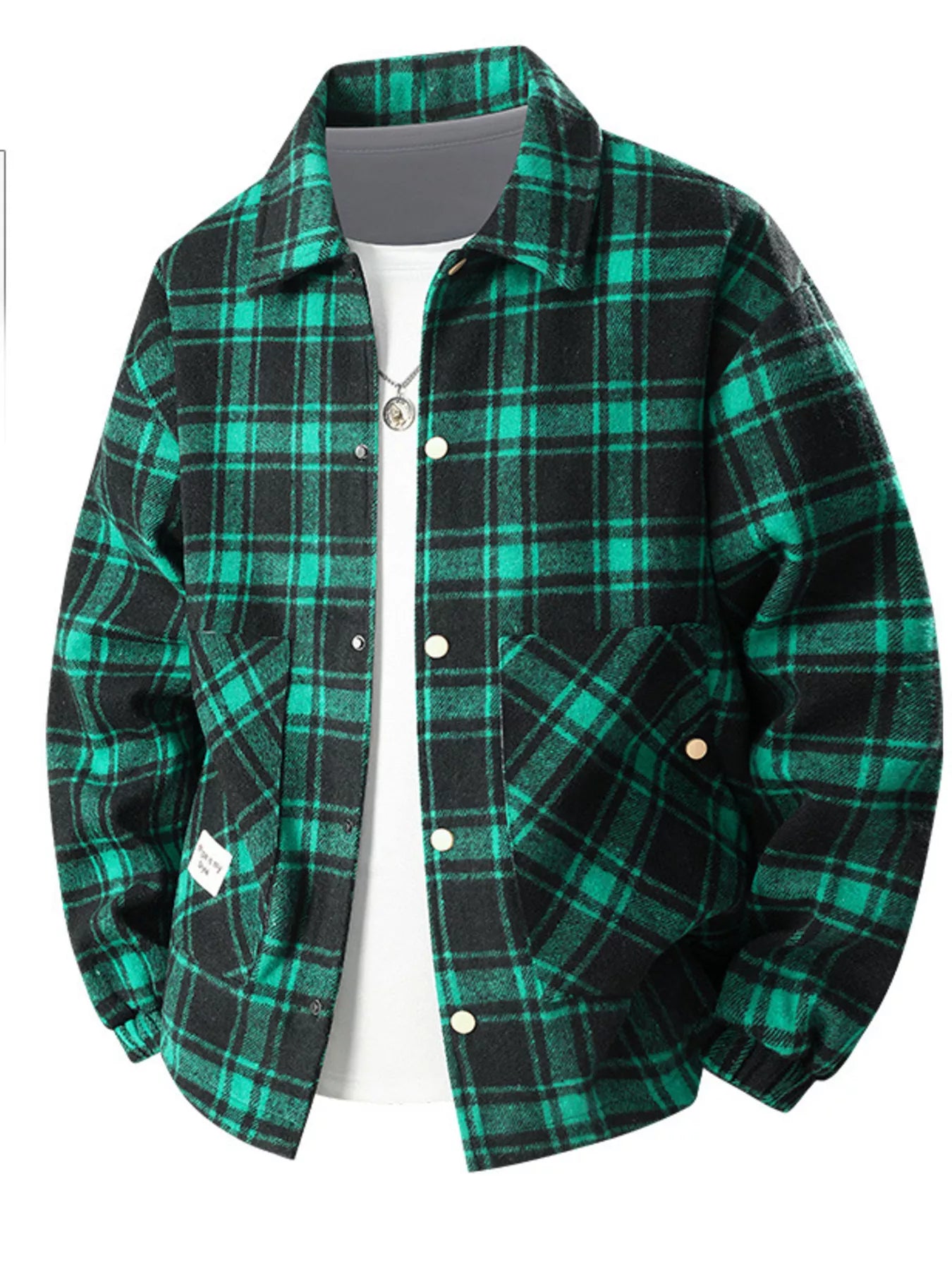 Men's Plus Size Plaid Button - Up Casual Shacket - PBNJ FASHIONS