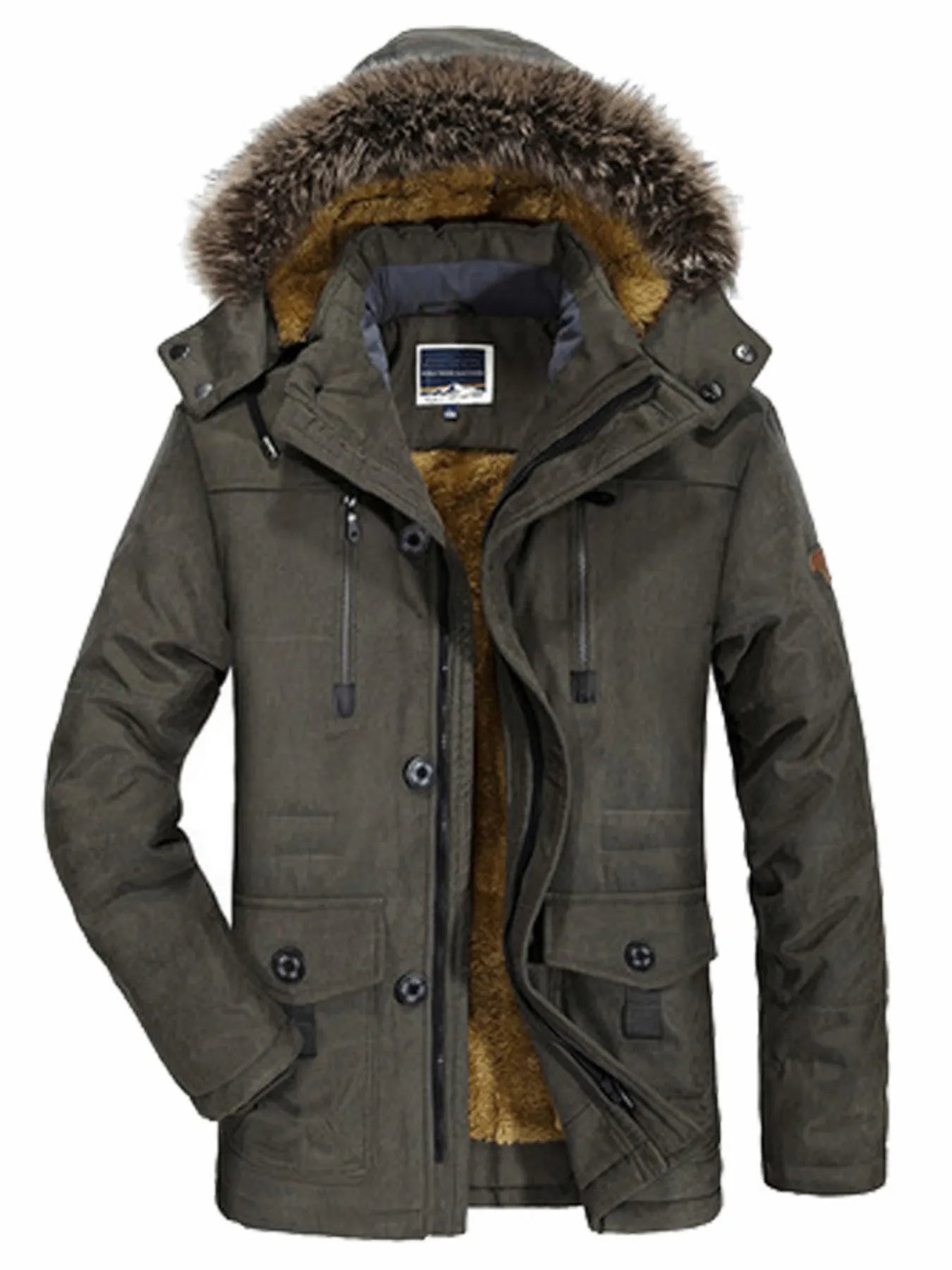 Men's Plus Size Warm Fur Hooded Winter Coat - PBNJ FASHIONS