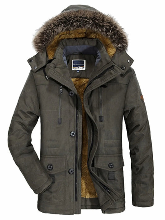 Men's Plus Size Warm Fur Hooded Winter Coat - PBNJ FASHIONS