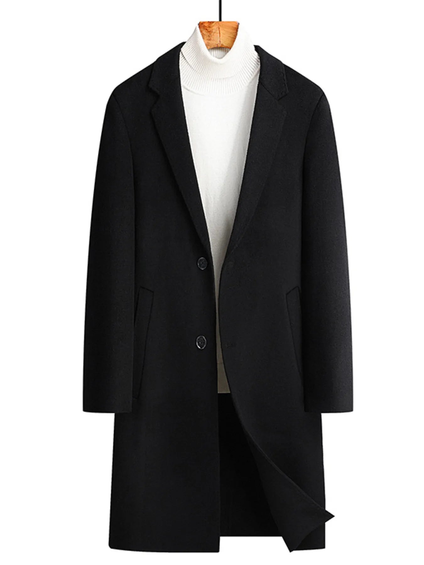 Men's Plus Size Lapel Collar Long Coat - PBNJ FASHIONS