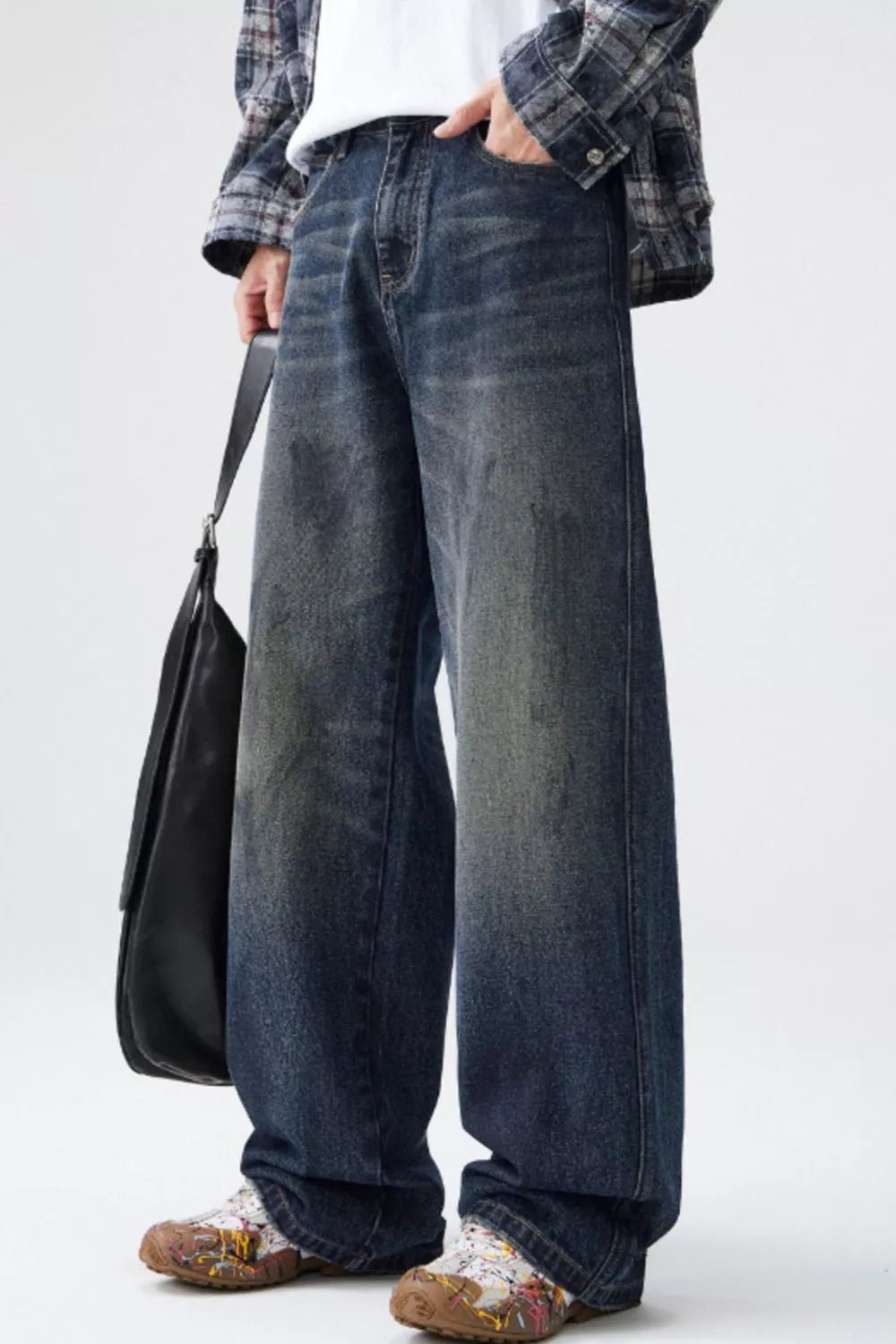 Men's Wash Wide Leg Jeans - PBNJ FASHIONS