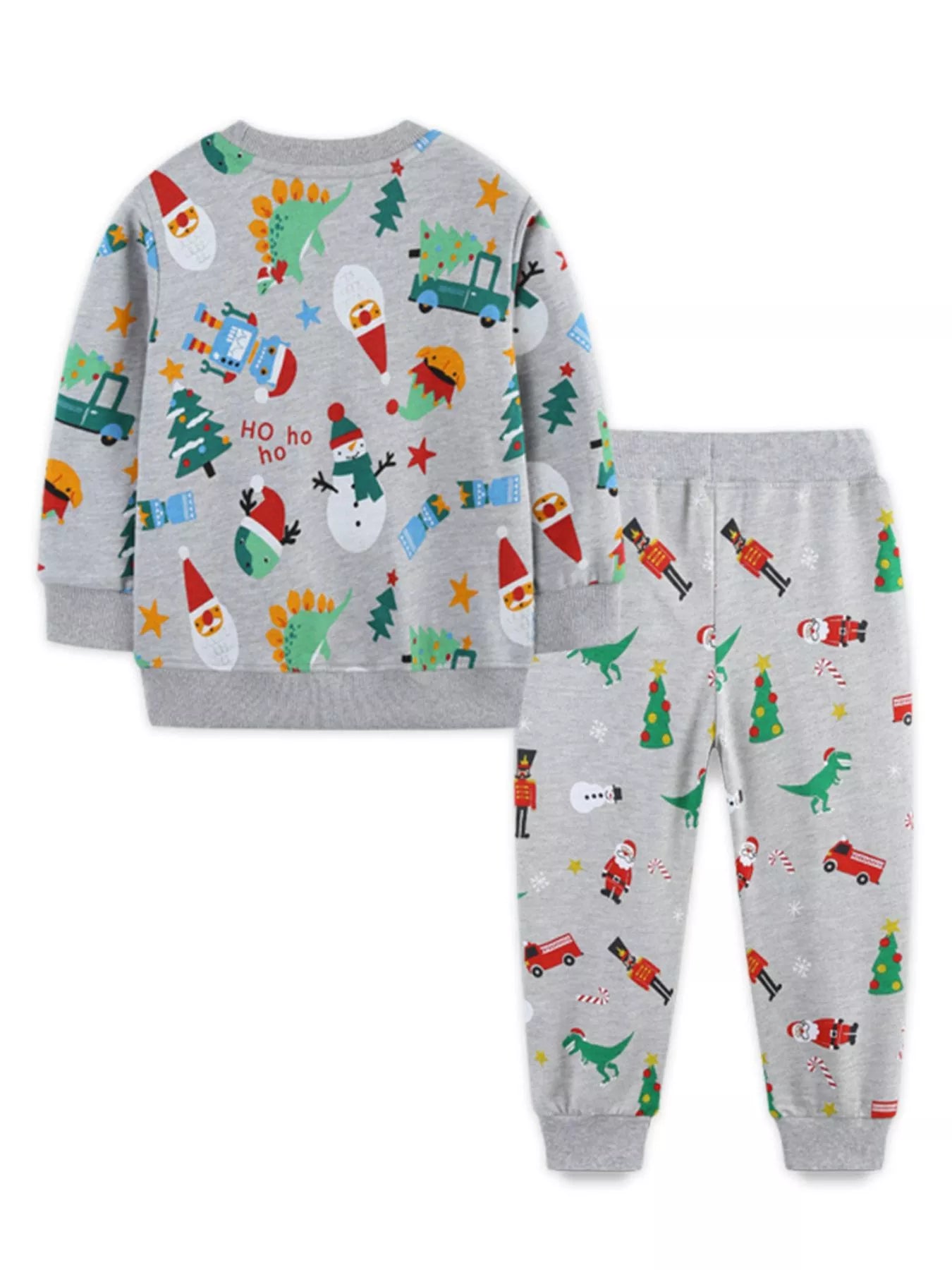 Children's Christmas Print Round Neck Top and Pants Set - PBNJ FASHIONS