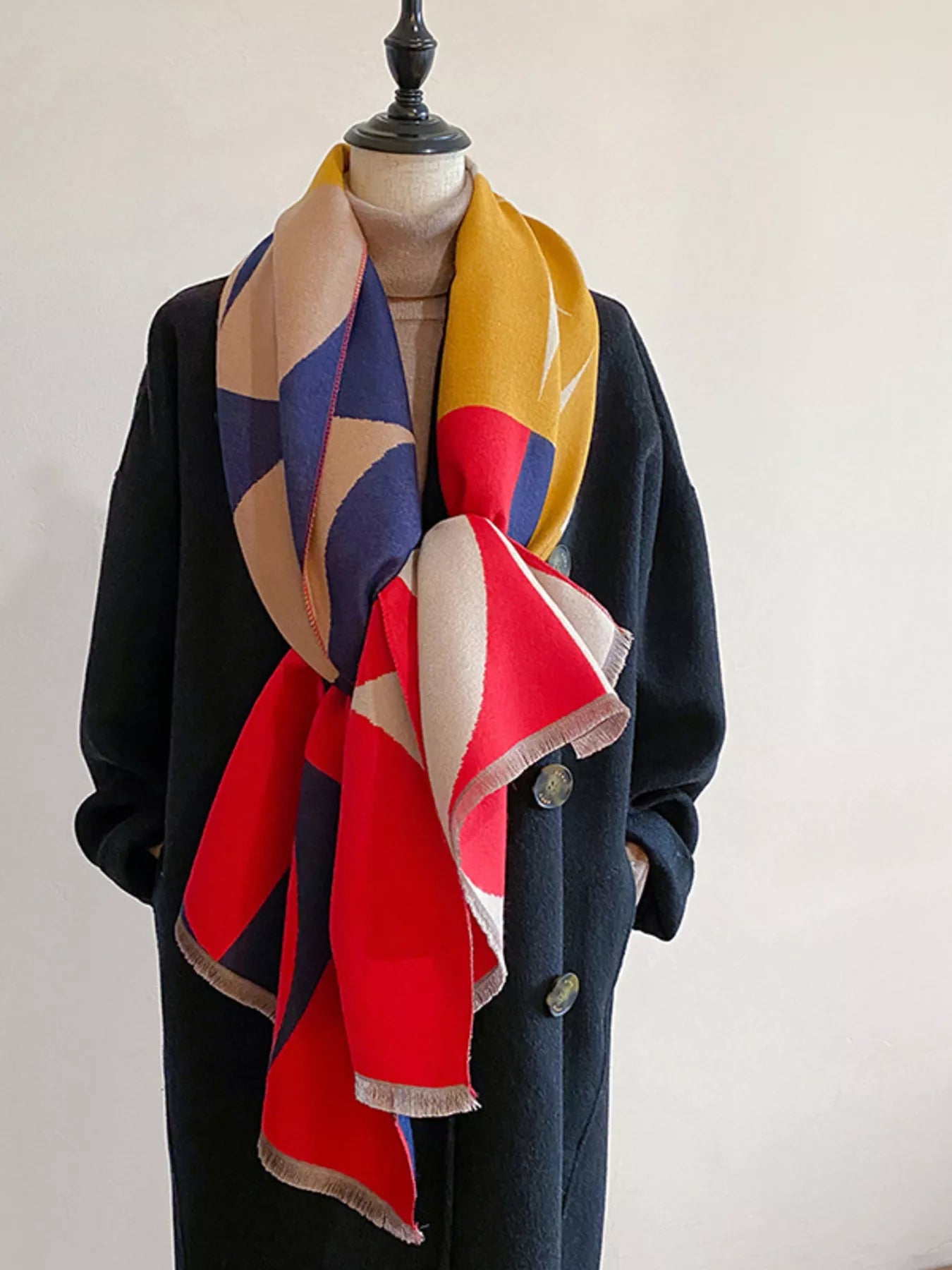 Contrast Raw Hem Scarf - PBNJ FASHIONS