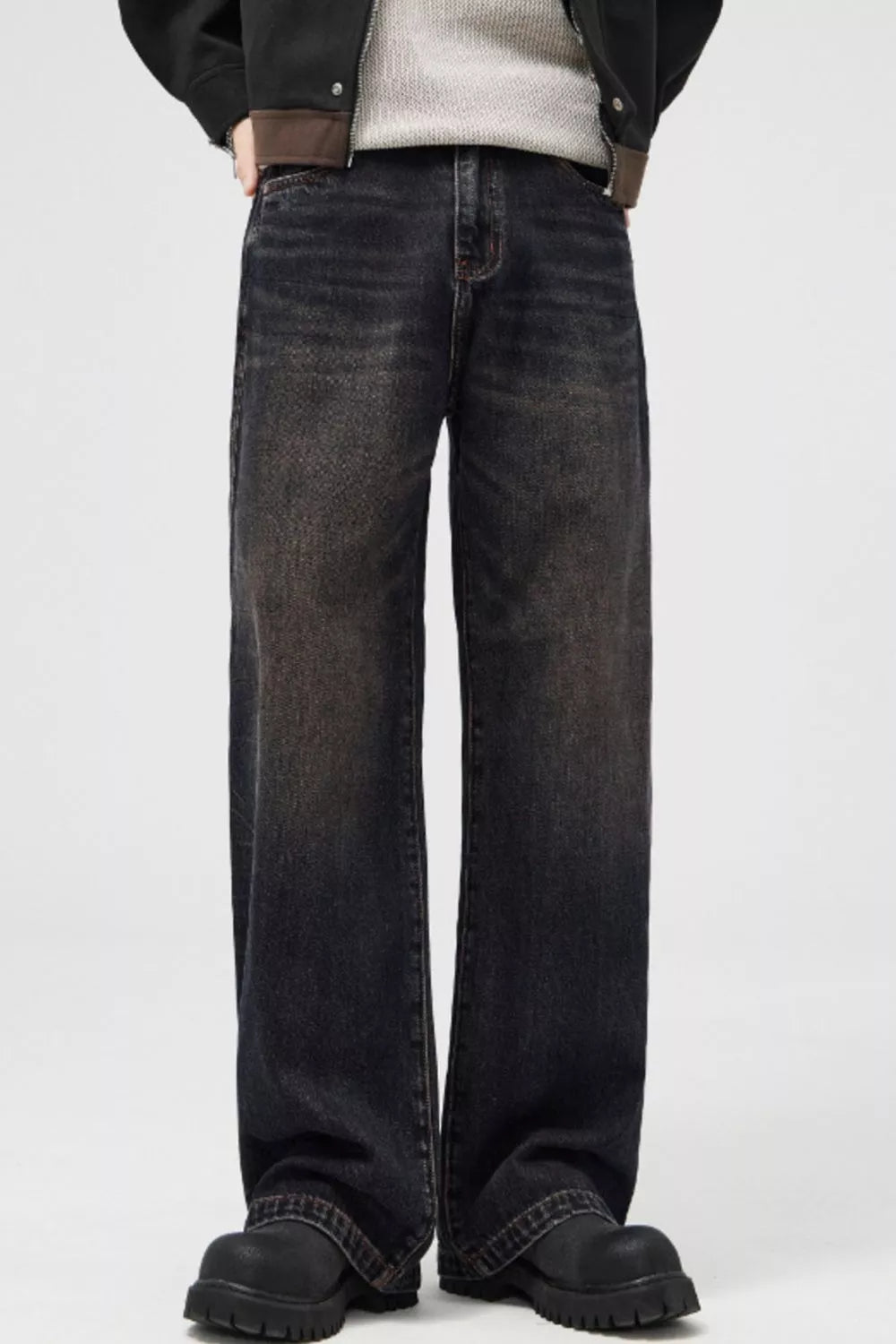 Men's Vintage Wash Wide Leg Jeans - PBNJ FASHIONS