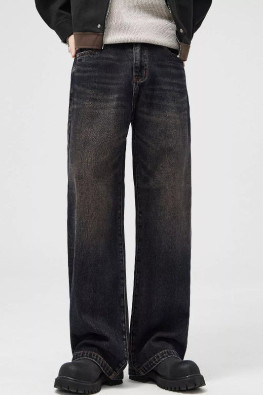 Men's Vintage Wash Wide Leg Jeans - PBNJ FASHIONS