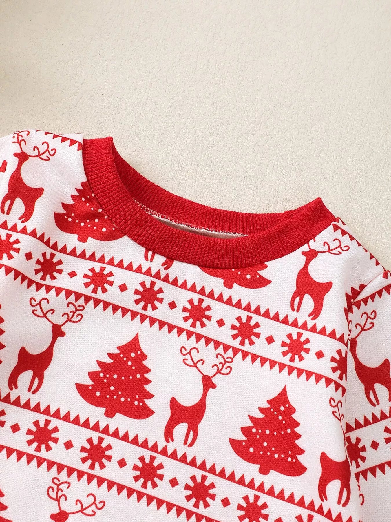 Children's Christmas Reindeer & Tree Print Top and Pants Set - PBNJ FASHIONS